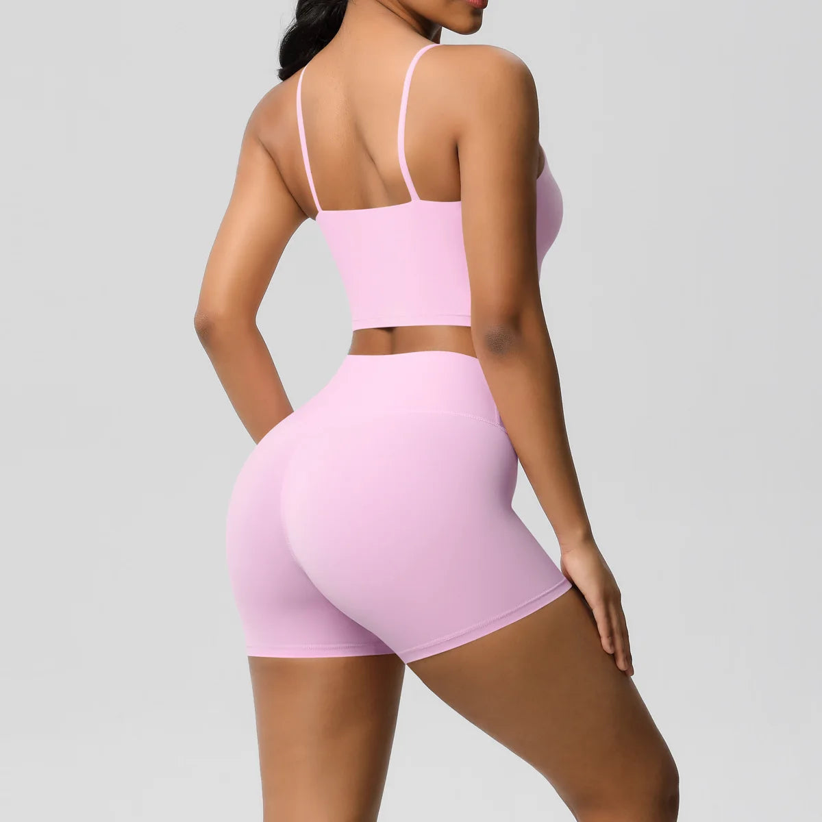 Yoga Sport Set Women Seamless Crop Top Bra Shorts Yoga Set Comfort Elastic Sportsuit Workout Outfit Fitness Gym Clothes