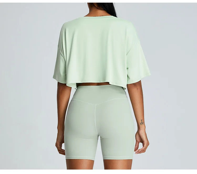 Loose Yoga Short Sleeves Women Breathable Quick Drying Yoga Clothes for Women Running Fitness Tops Sports Short Sleeved T-shirts