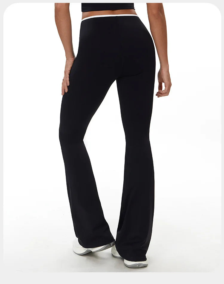 Bell-bottoms Women Yoga Leggings Drawstring Fitness Wide Leg Pants Gym Running Cycling Pants Sports High Waist Workout Leggings