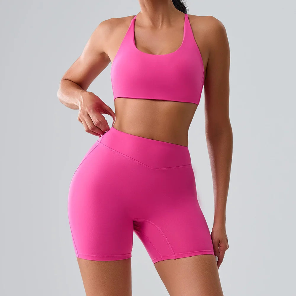 Yoga Suit Women Sports Set 2PCS Quick-Drying Gym Set Women Tracksuit Running Workout Short Sleeves Sports Shirt Yoga Clothing