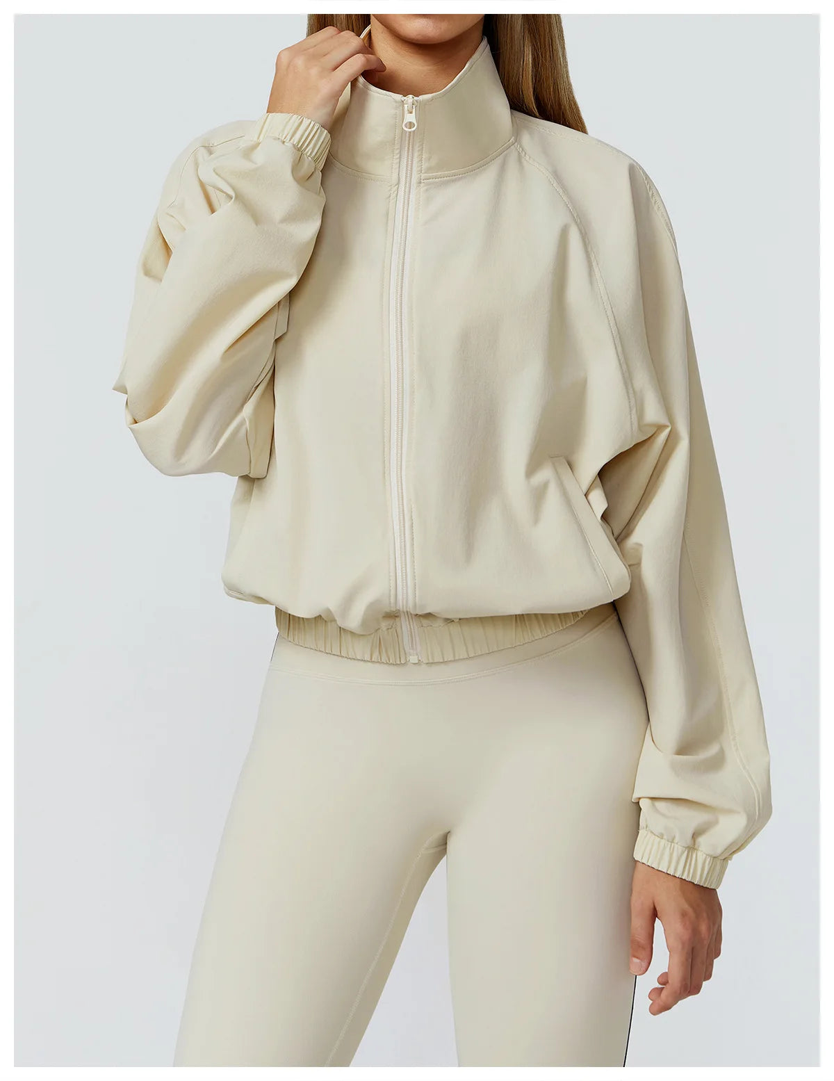 New Quick Drying Stand Up Collar Sports Jacket Women's Zipper Top Windproof Outdoor Running Fitness Long Sleeved Yoga Jacket