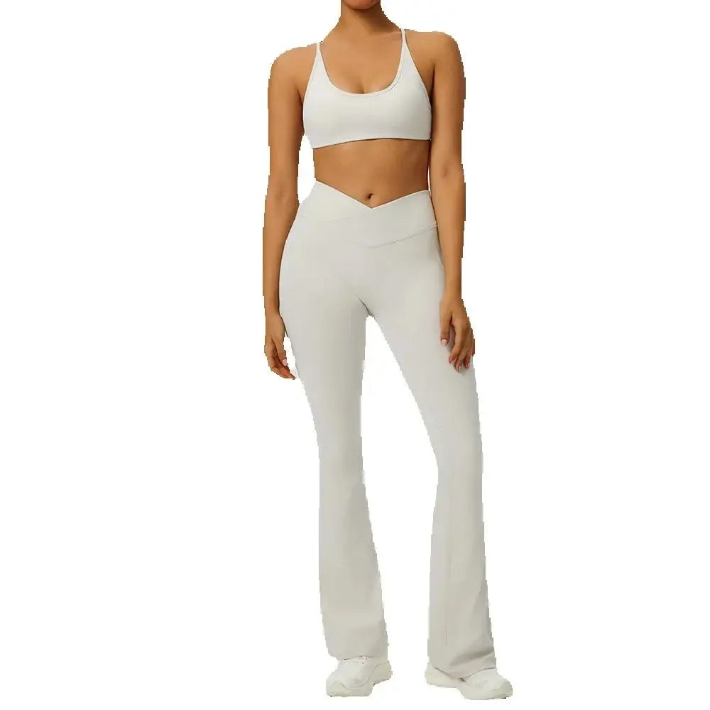2PCS Women Tracksuit Gym Yoga Set High Waist Leggings Sports Bra Top Workout Outfit Fitness Activewear Running Training Clothes