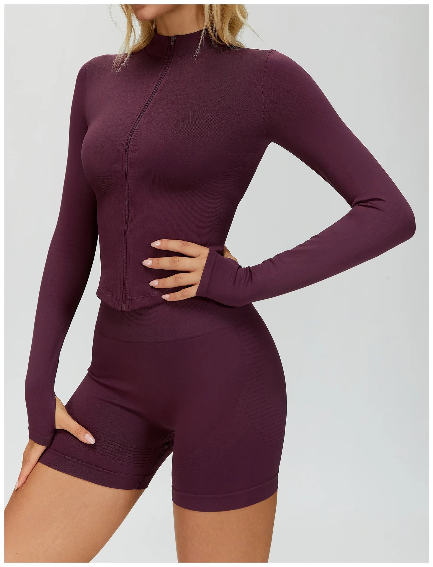 2PCS Seamless Women Tracksuit Yoga Set Workout Outfit Sportswear Gym Clothing Fitness Long Sleeve High Waist Legging Sports Suit