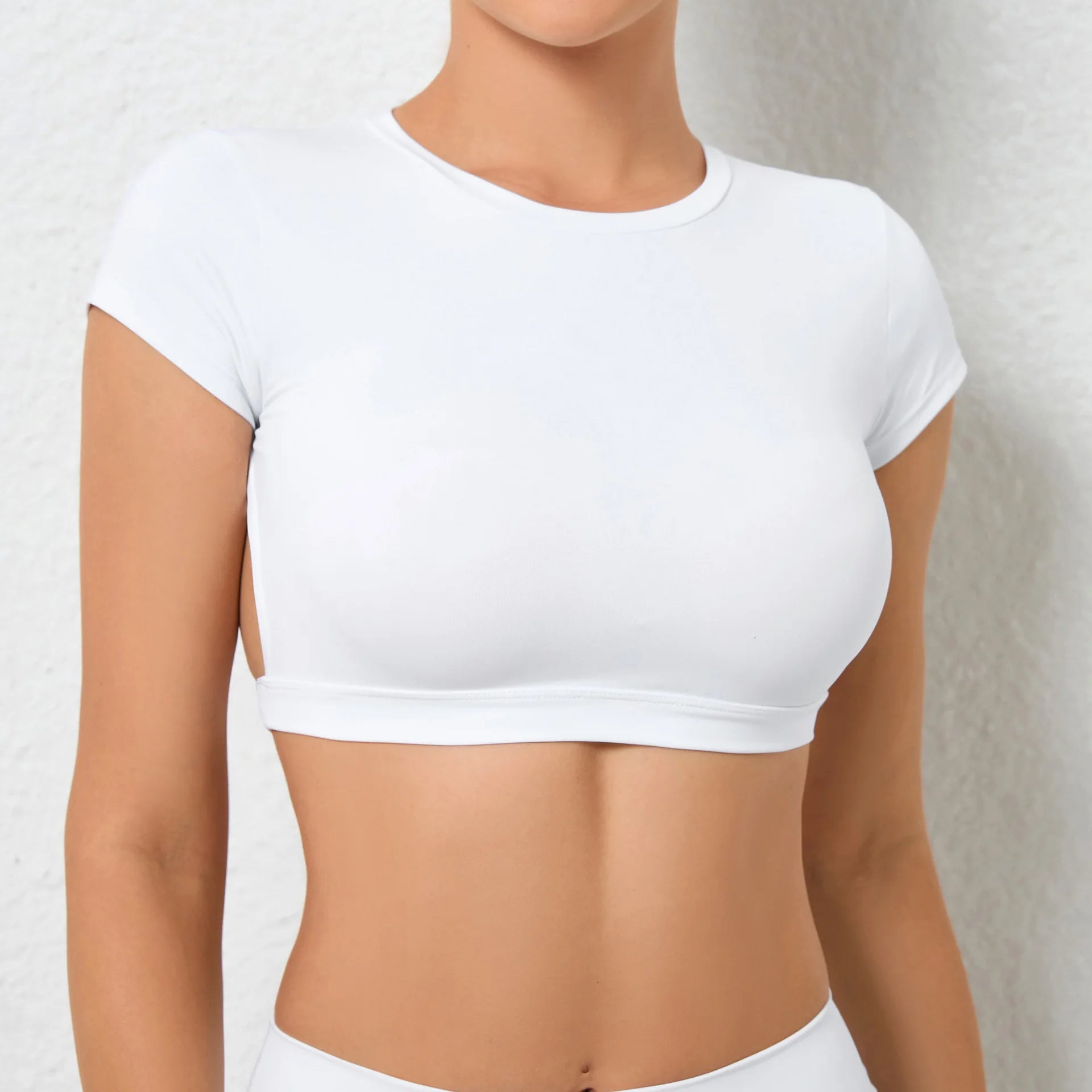 Hollow Beauty Back Crop Top Short Sleeve Yoga Shirt Women Fitness Workout Tops Gym Clothes Push Up Sportswear Running T-shirts