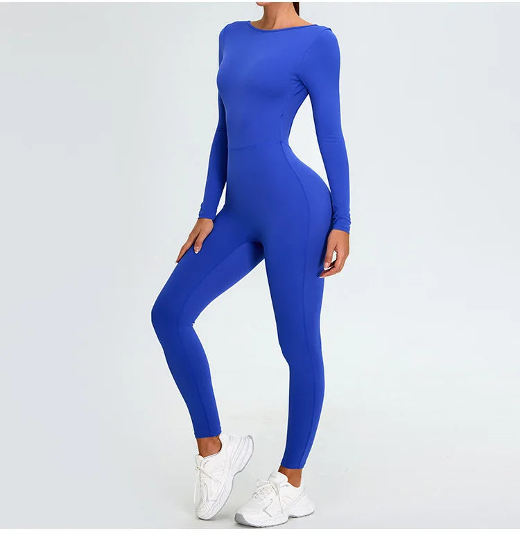 Fitness Rompers Women Gym Set Training Yoga Suit Sportswear Women Sports Jumpsuit Long Sleeved Stretch Push Up Workout Bodysuits