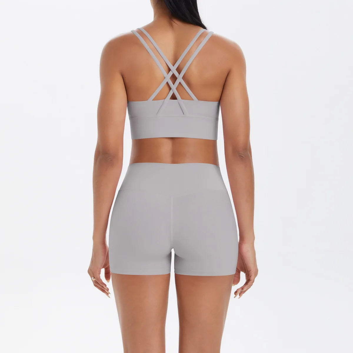 Yoga Sport Set Women Seamless Crop Top Bra Shorts Yoga Set Comfort Elastic Sportsuit Workout Outfit Fitness Gym Clothes