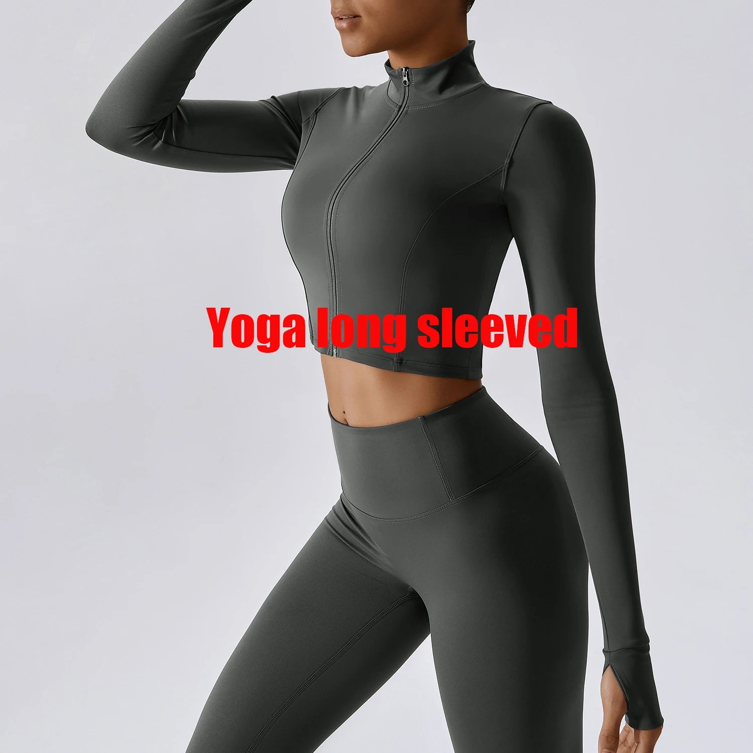 Women Outdoor Sports Long Sleeved Slim Yoga Clothes Quick Dry Zipper Cardigan Stand Up Collar Jacket Running Fitness Jacket Top