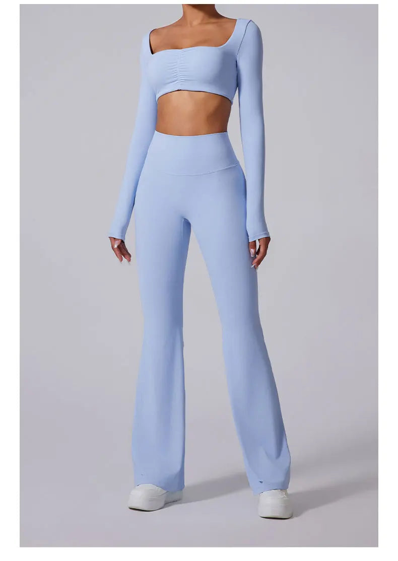 Women's High Waist Flared Leggings Gym Fitness Yoga Pants Workout Runing Sport Leggings Control Tummy Yoga Wide Leg Pants