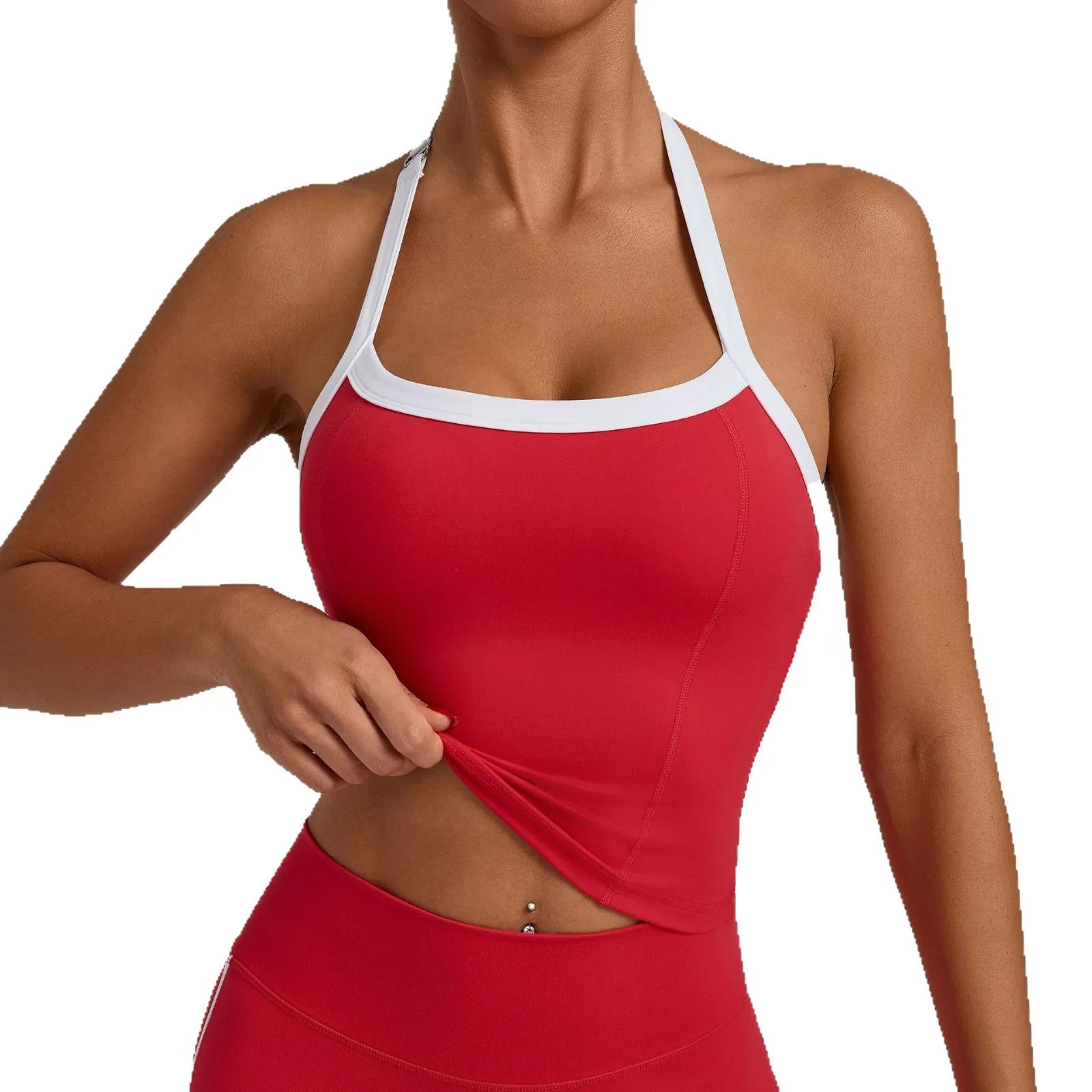 Women Sports Bra Hanging Neck Top Push Up Fitness Yoga Bra Color Blocked Underwear Gym Sport Tops Women Running Vest Bralette