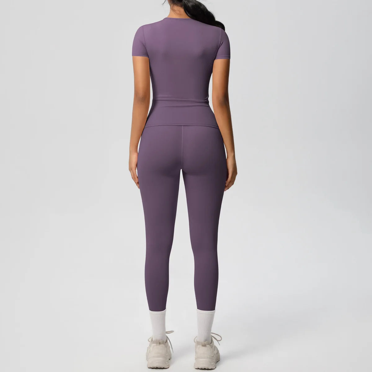 2PCS Yoga Set Women's Tracksuit Quick-Drying Gym Leggings Set Short Sleeve Breathable Gym Yoga Slim Fitness Active Top