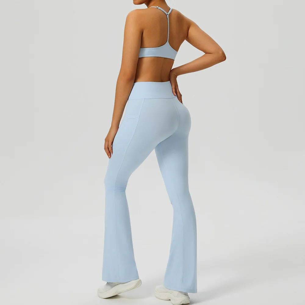 2PCS Women Tracksuit Gym Yoga Set High Waist Leggings Sports Bra Top Workout Outfit Fitness Activewear Running Training Clothes