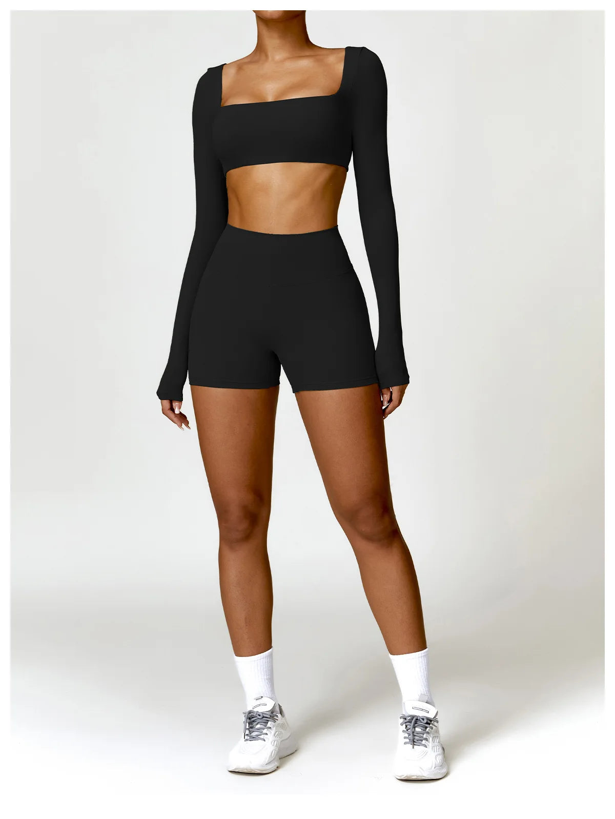 Women Tracksuit Yoga Set 2PCS Sportswear Workout Clothes Athletic Wear Gym Legging Fitness Bra Crop Top Long Sleeve Sports Suits