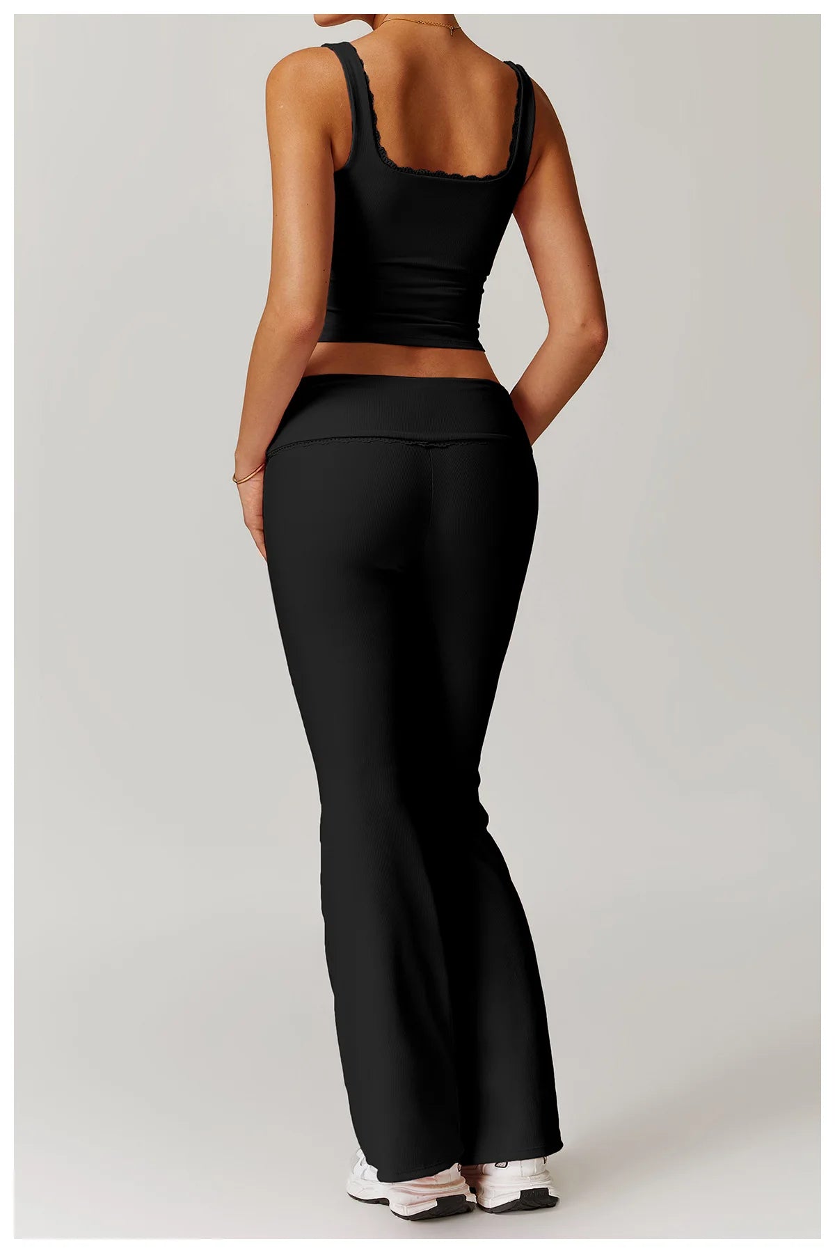 Women Flare Leggings High Waist Wide Leg Yoga Pants Lace Fitness Workout Tights Gym Sports Trousers Casual Slimming Clothing