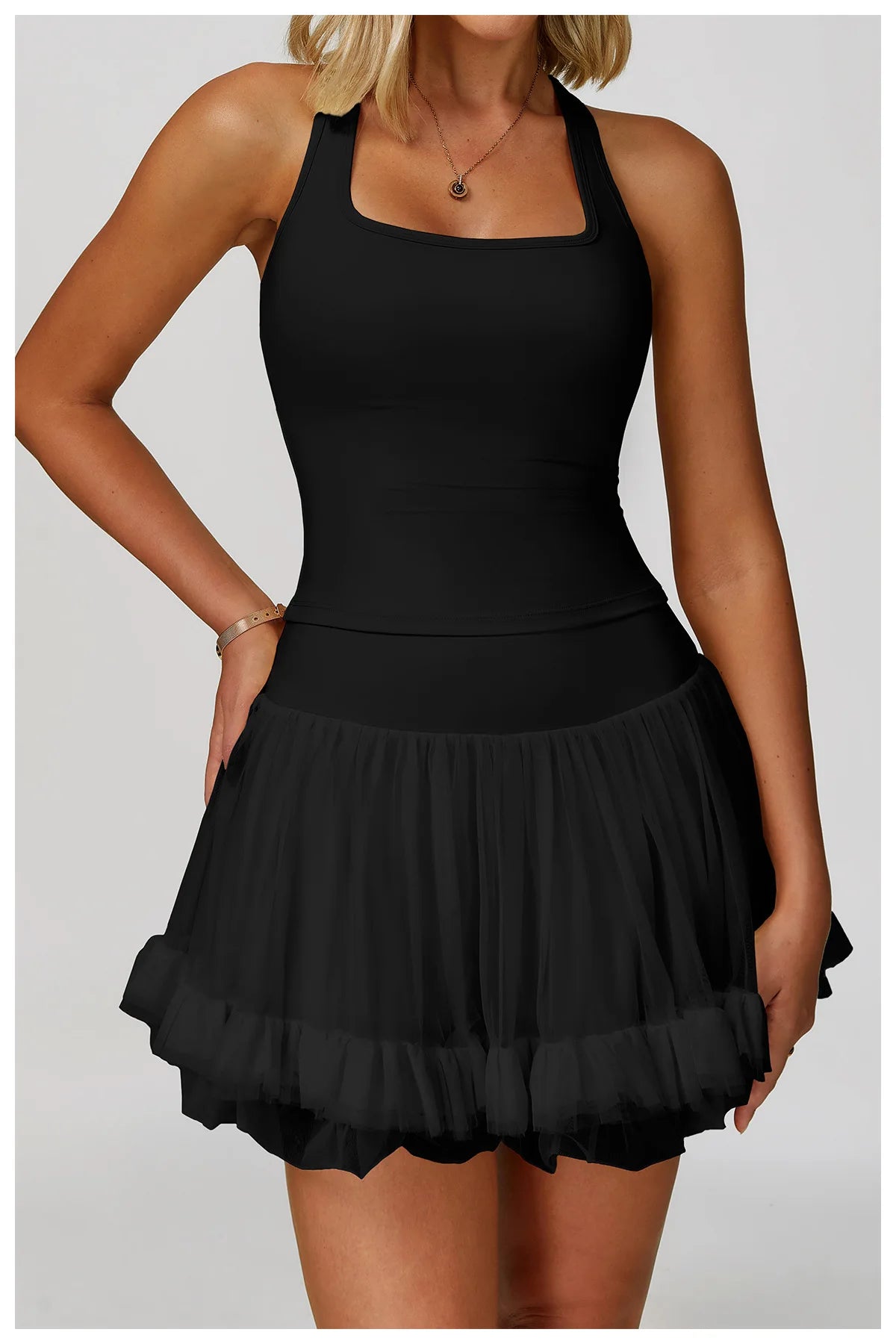 Summer Women's Yoga Short Skirt Anti Glare Short Skirt High Waist Tennis Skirt Casual A-line Half Skirt Mesh Sports Short Skirt