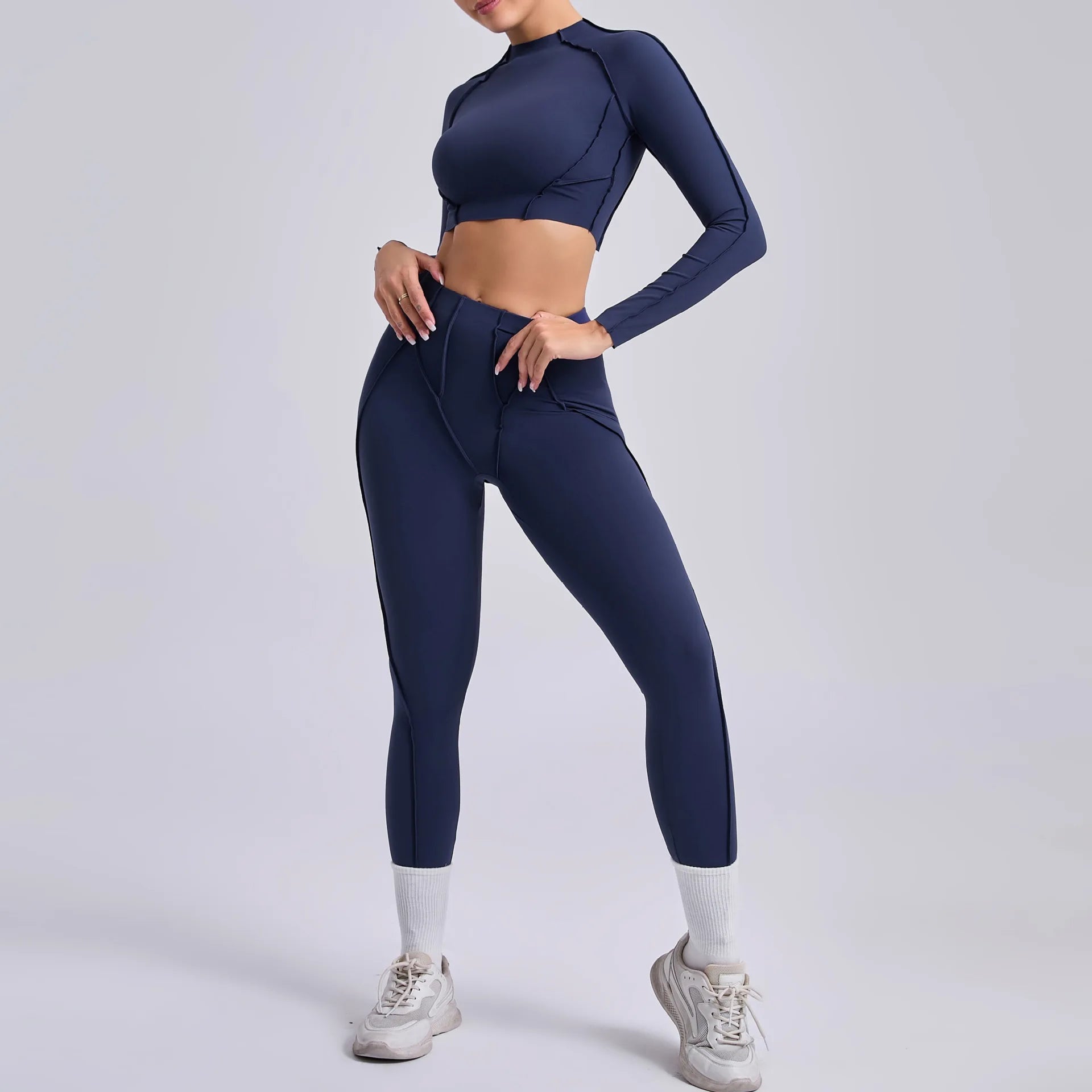 Yoga Set 2 Pieces Gym Clothes Sportswear Yoga Suits For Women Fitness Set Workout Tracksuits Sports Long Sleeved Gym Leggings