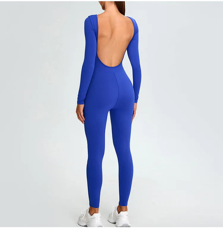 Fitness Rompers Women Gym Set Training Yoga Suit Sportswear Women Sports Jumpsuit Long Sleeved Stretch Push Up Workout Bodysuits