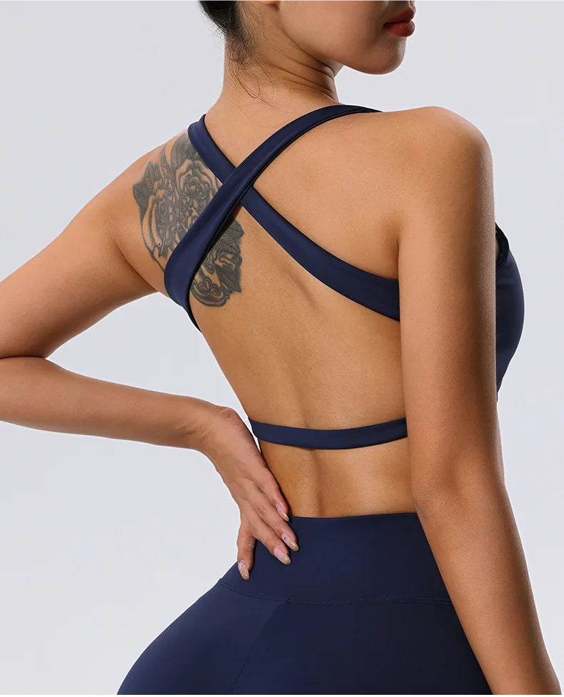 Push Up Sports Bra Women Underwear Cross Criss Top Padded Bralette Sports Bra Backless Training Fitness Workout Yoga Bra Women
