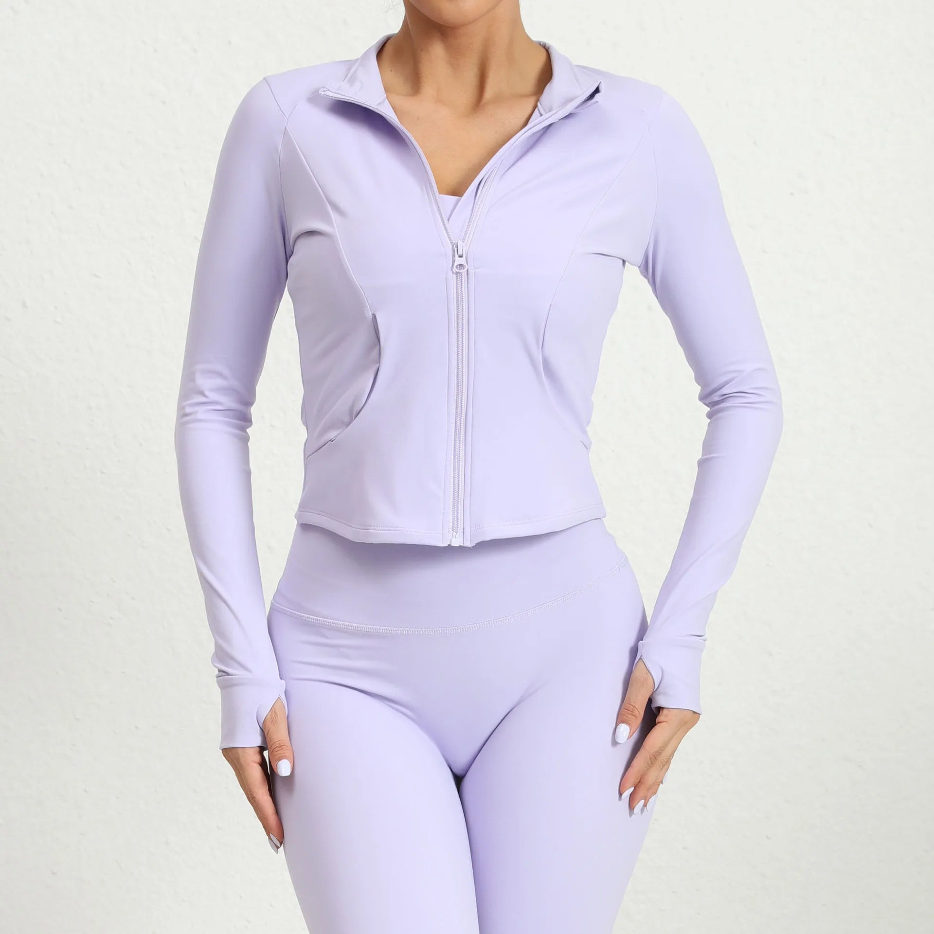 Women Jacket Slim Fit Long Sleeved Zipper Fitness Coat Yoga Crop Tops With Thumb Holes Gym Jacket Workout Tracksuit Sweatshirts