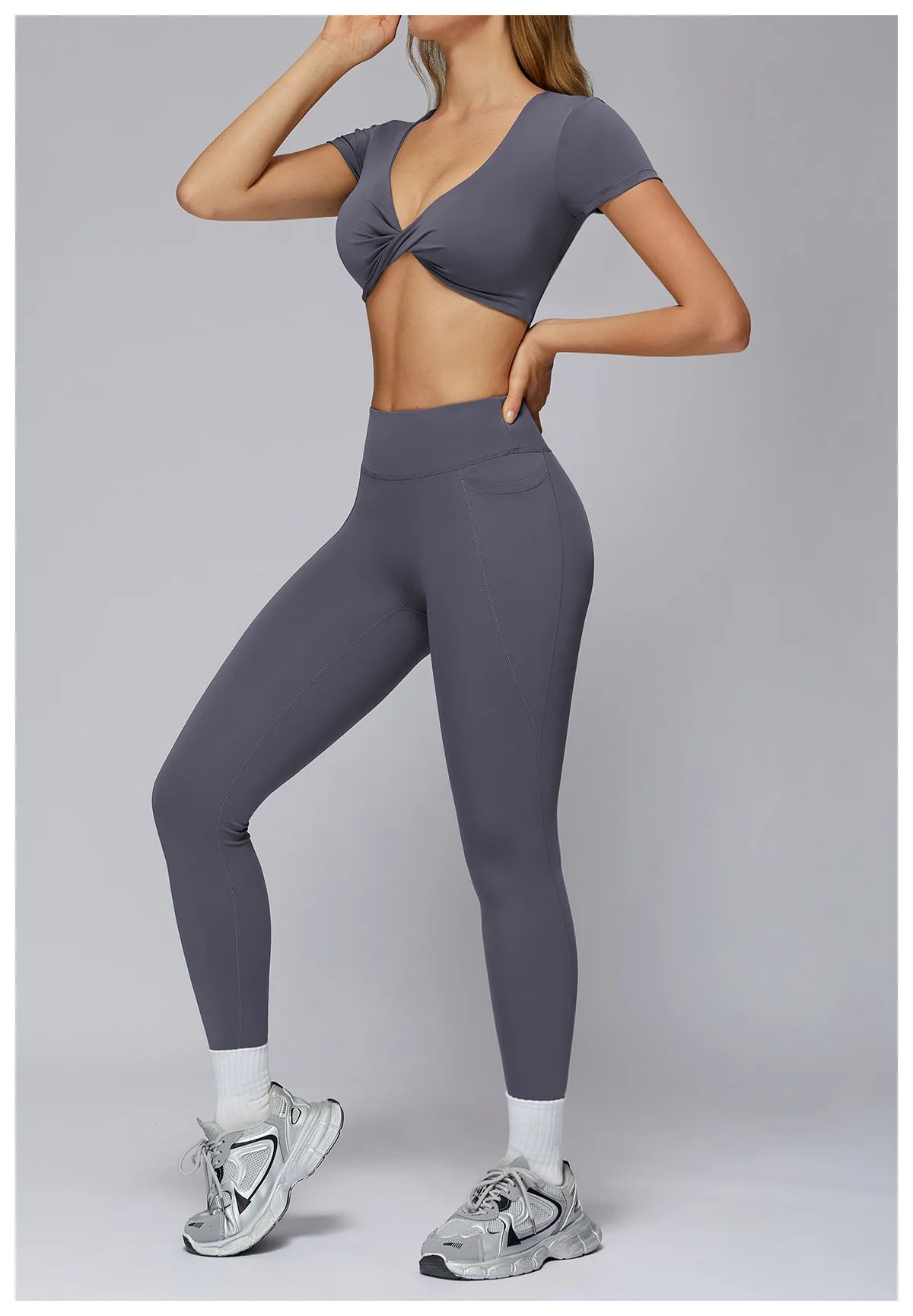 Yoga Top Women Sport T Shirts Fitness Clothes Workout Short Sleeve Top Yoga Shirt Gym Running Back Hollow Out Push Up Sport Top