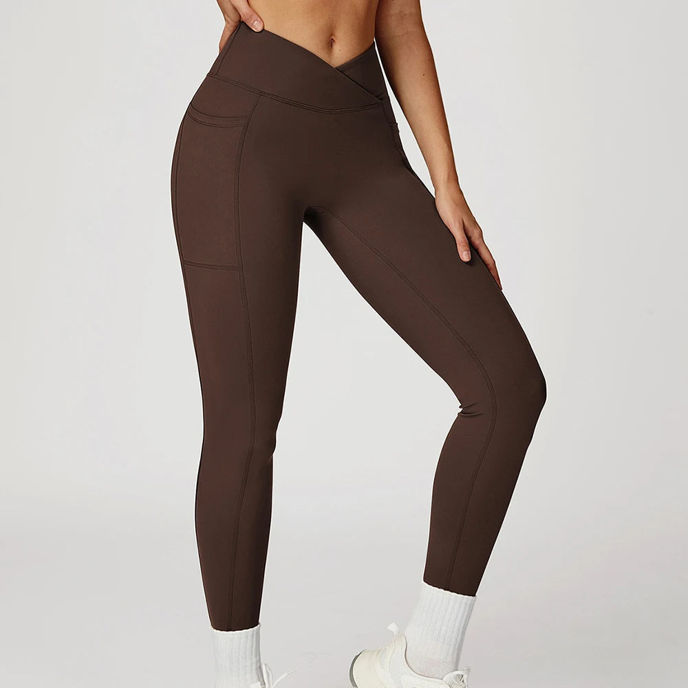 Yoga Pants Cross Waist Head Gym Leggings Women Sexy High Waist Booty Lifting Leggings Pants Women Sports Clothing Fitness Wear