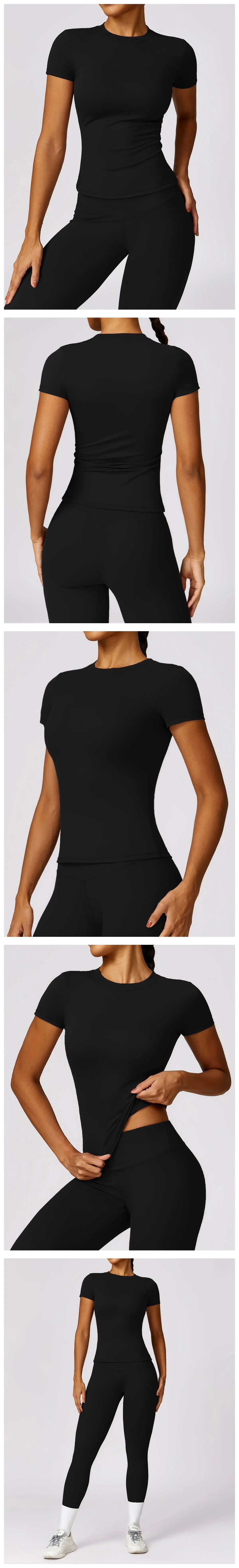 Yoga Shirts Women Top Quick Dry Running Tops Tights Push Up Workout Gym Clothe Female Short Sleeve Fitness Sports T-Shirts
