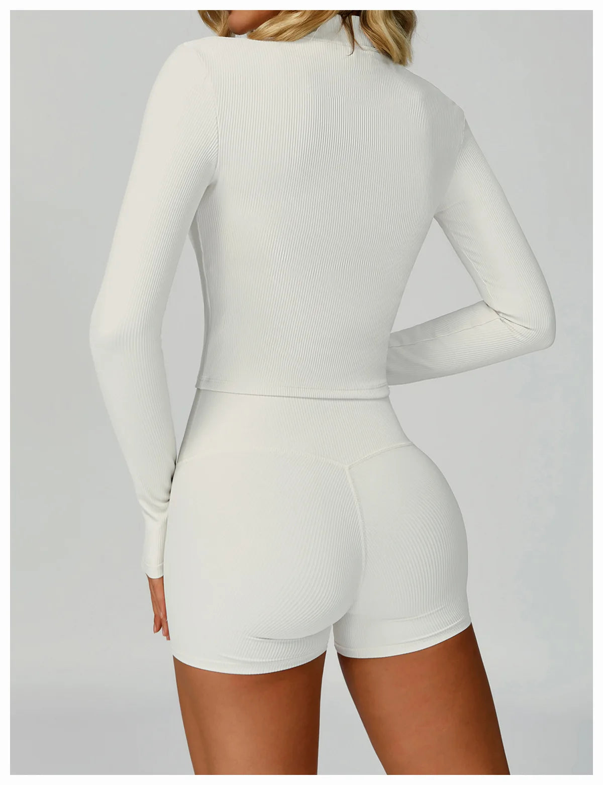 Women Tracksuit 2PCS Yoga Suit Sports Set Quick-Drying Gym Set Running Workout Zipper Long Sleeve Sports Shorts Yoga Clothing