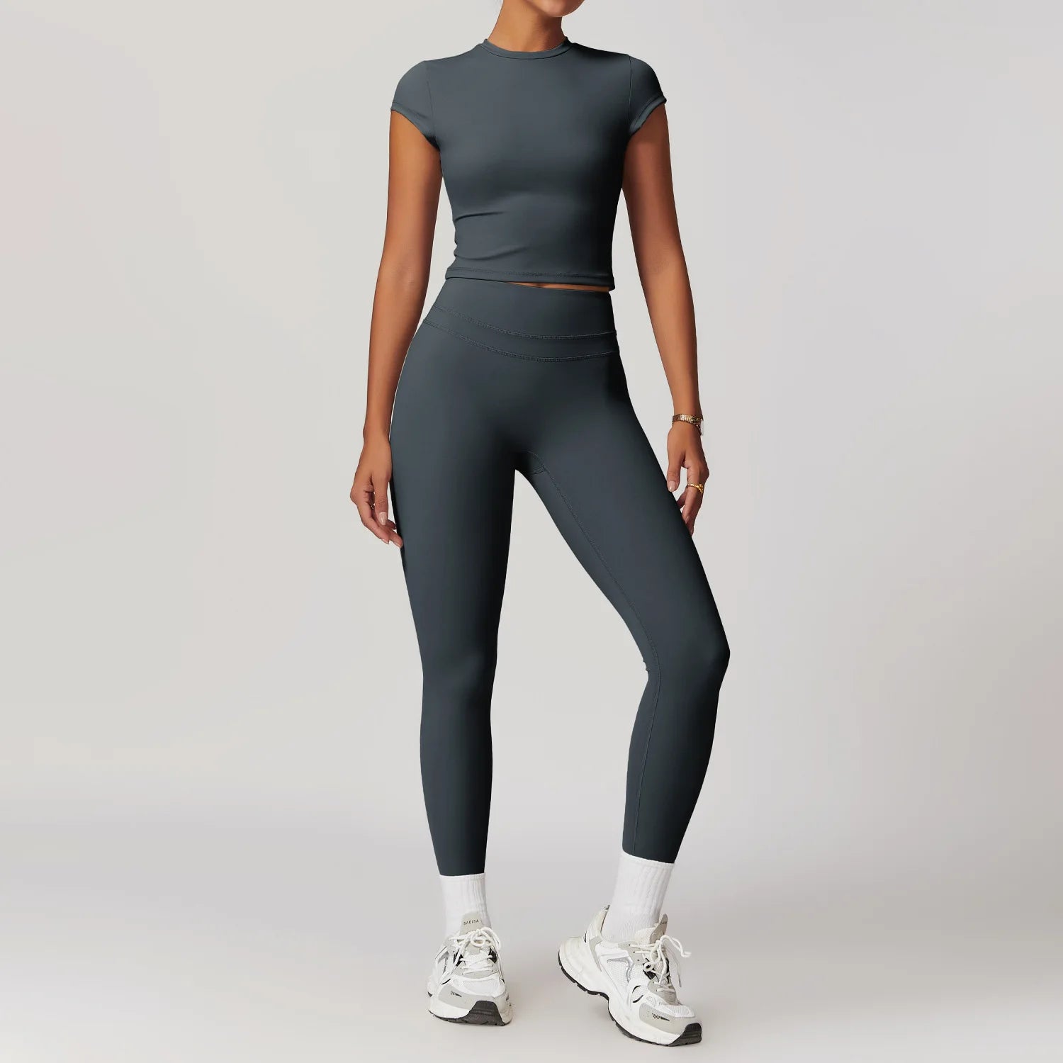 Yoga Suit 2PCS Sports Set Women Quick-Drying Gym Set Women Tracksuit Running Workout Short Sleeves Sports Yoga Clothing
