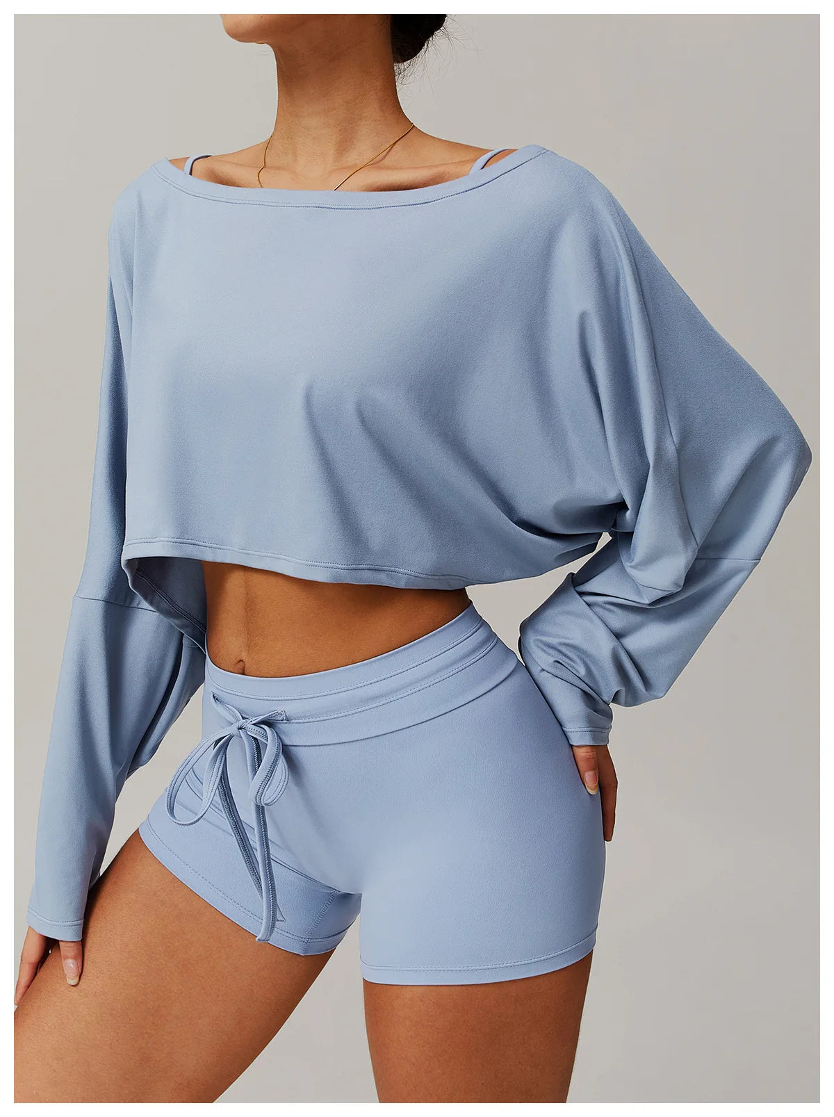 Running Fitness Sports Long Sleeved Top Women's One Shoulder Batwing Sleeve Loose Breathable Casual Long Sleeved Sexy Yoga Top