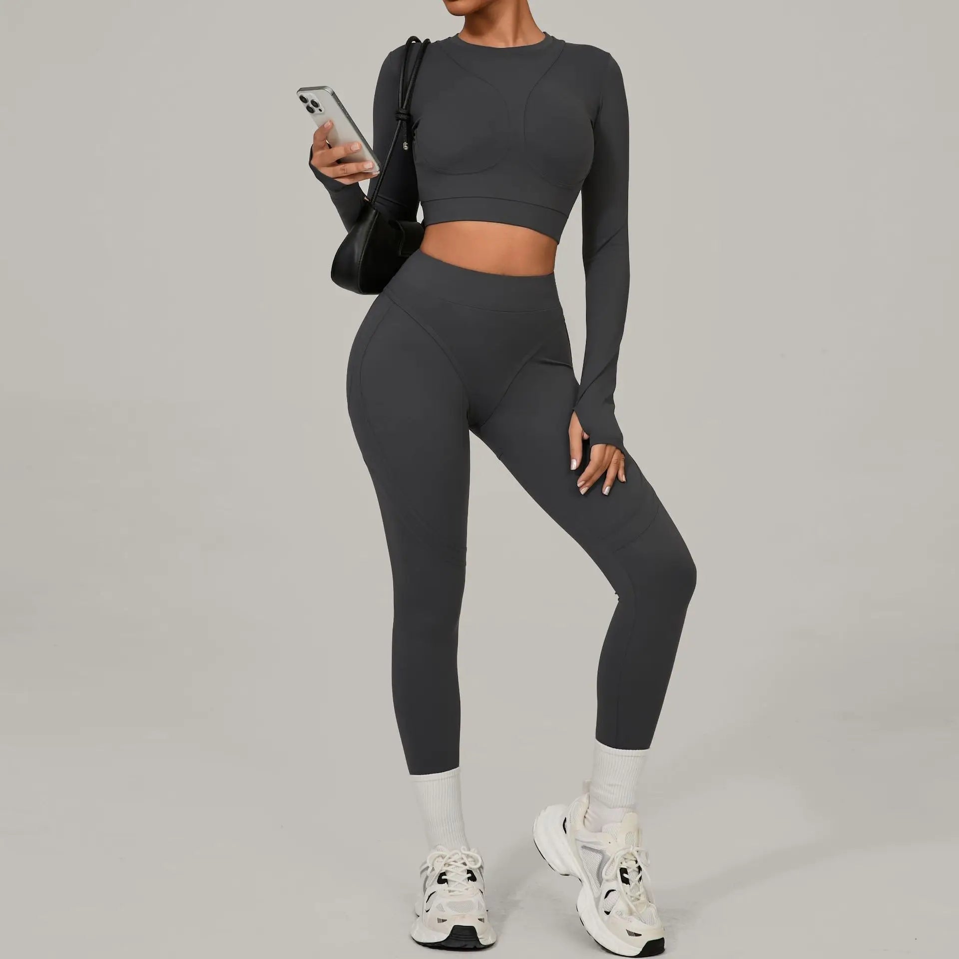 Women Tracksuit 2PCS Yoga Suit Sports Set Women Quick-Drying Gym Set Running Workout Long Sleeve Sports Shirt Yoga Clothing