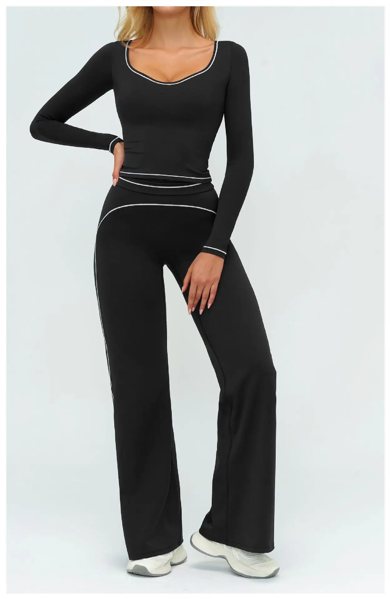 Yoga Set Women Tracksuit 2PCS Sportswear Workout Clothes Athletic Wear Gym Leggings Fitness Outfits Top Long Sleeve Sports Suits