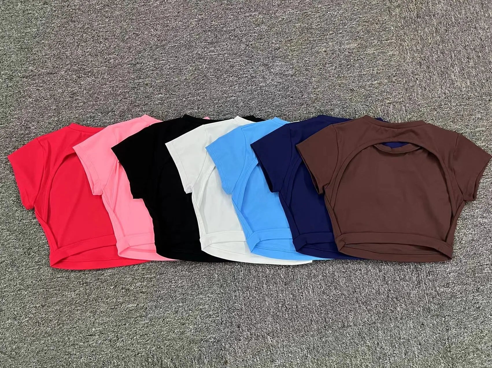 Women Short Sleeve Hollow Crop Top Yoga Short Sleeve Fitness Workout Tops Push Up Gym Shirt Sportswear Running T-shirts