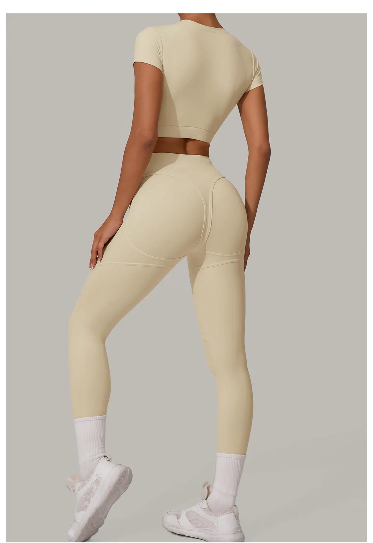 2PCS Yoga Set Gym Clothes Seamless Sportswear Yoga Suits Women Fitness Tracksuits Sports Short Sleeves Gym Leggings Sports Suits
