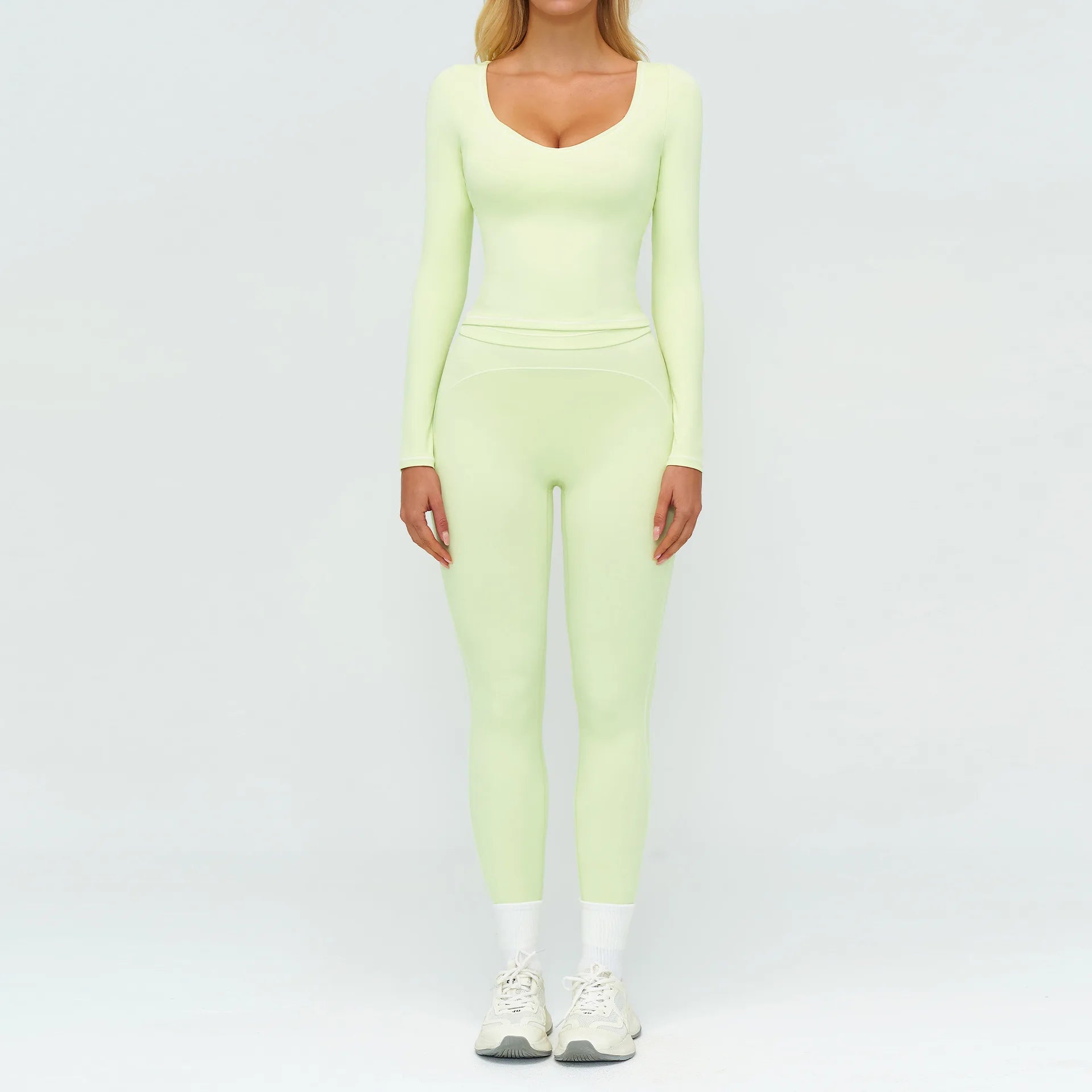 Yoga Set Women Tracksuit 2PCS Sportswear Workout Clothes Athletic Wear Gym Leggings Fitness Outfits Top Long Sleeve Sports Suits