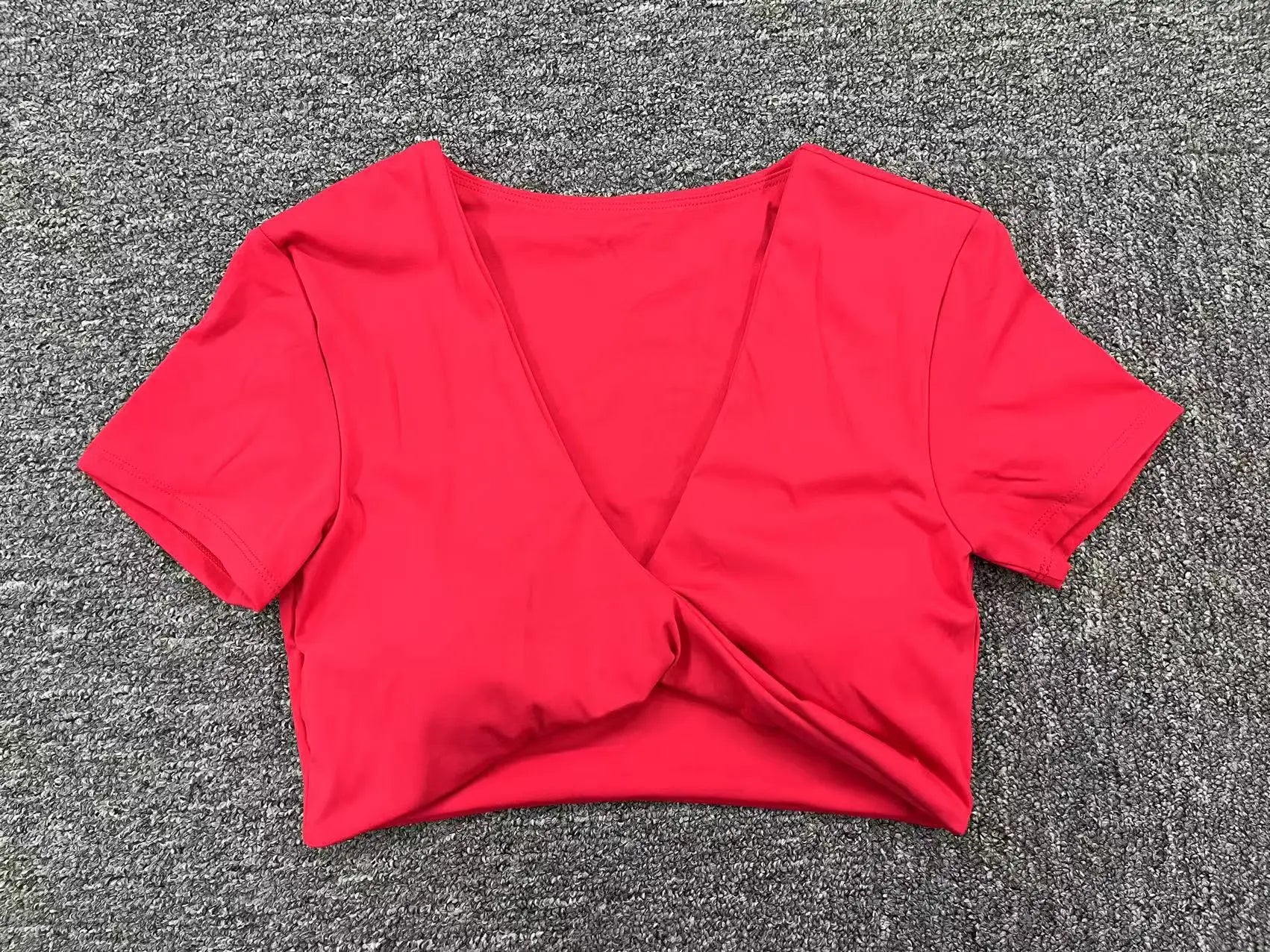 Sexy V Neck Crop Top Women Short Sleeve Yoga Shirt Naked Feeling Fitness Workout Tops Gym Clothes Sportswear Running T-shirts
