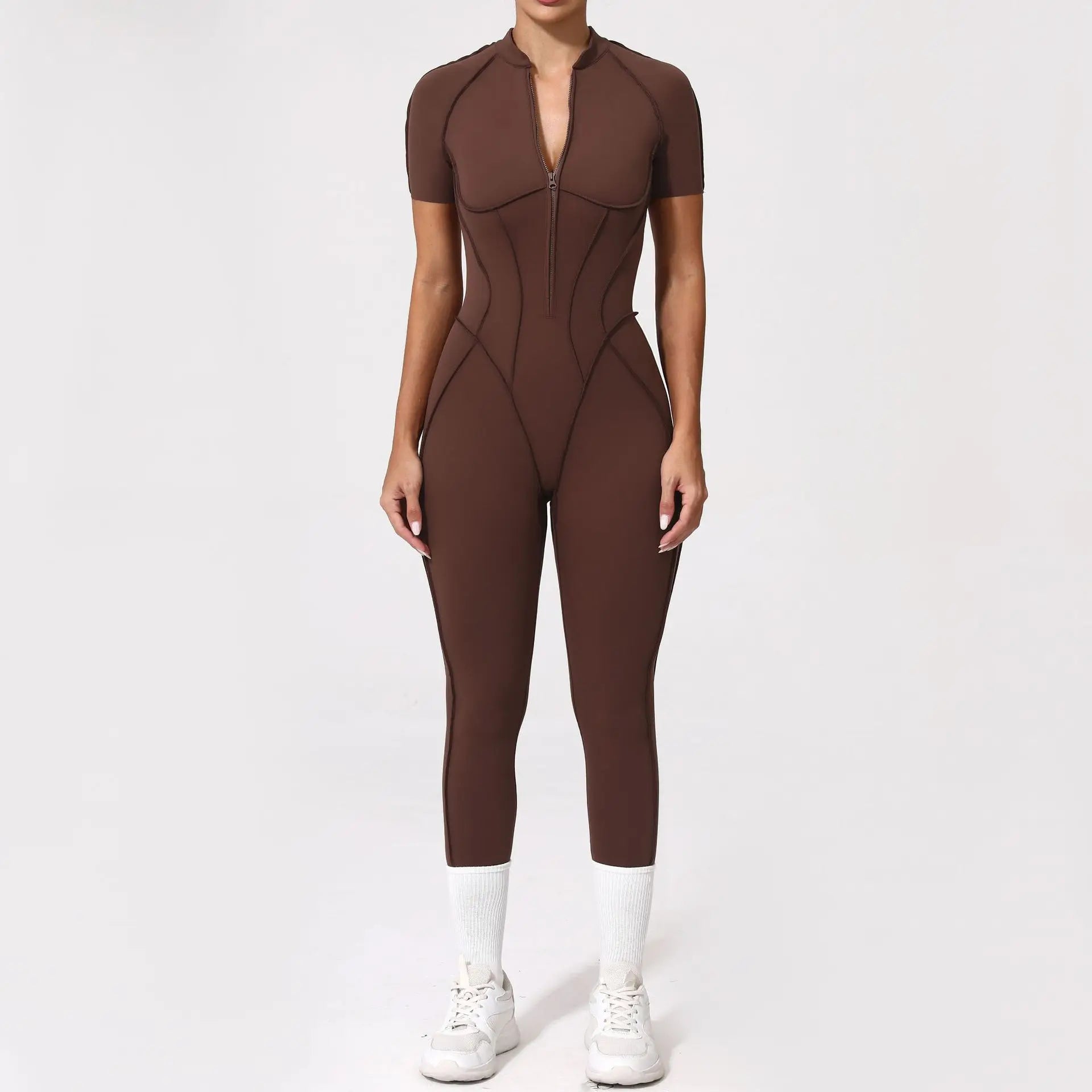 Gym Jumpsuit Women's Fitness Suit Zipper Long Sleeved Sets Sports Overalls for Woman Tracksuit Yoga Clothing Workout Sportswear