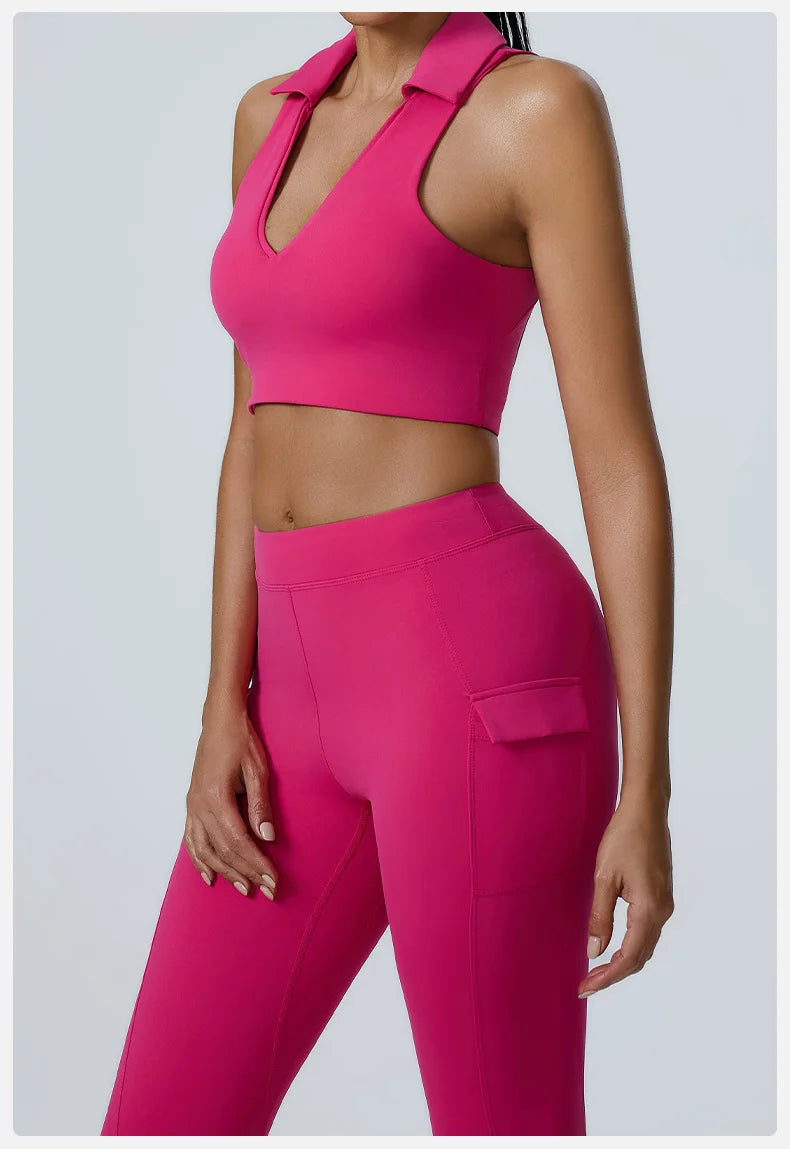 Women Sports Underwear Collar Yoga Top Vest High Shockproof Quick-drying Yoga Bra Gym Workout Bra Running Sexy Fitness Bra