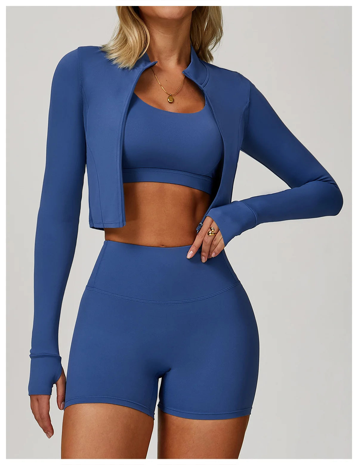 Women Outdoor Sports Long Sleeved Slim Yoga Clothes Quick Dry Zipper Cardigan Stand Up Collar Jacket Running Fitness Jacket Top