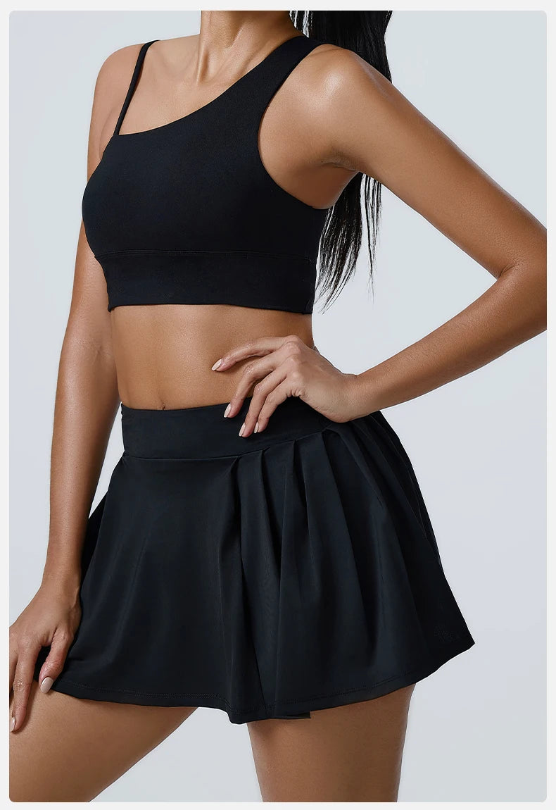 Yoga Set 2PCS Women Sport Suit Gym wear Workout Clothes Sports Crop Top Yoga Short Skirt Fitness Bra Set Breathable Gym Suits
