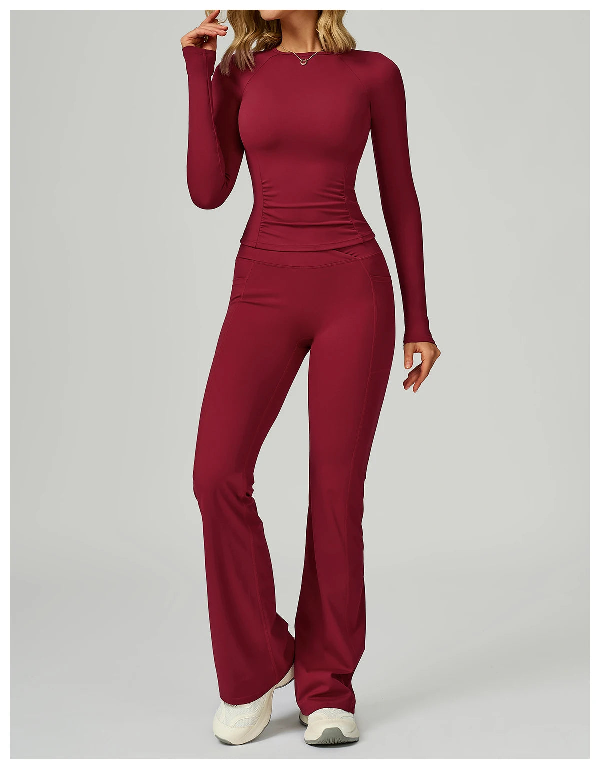 2 Pieces Yoga Suit Women Sports Set Quick-Drying Gym Set Women Tracksuit Running Workout Long Sleeve Sports Yoga Clothing