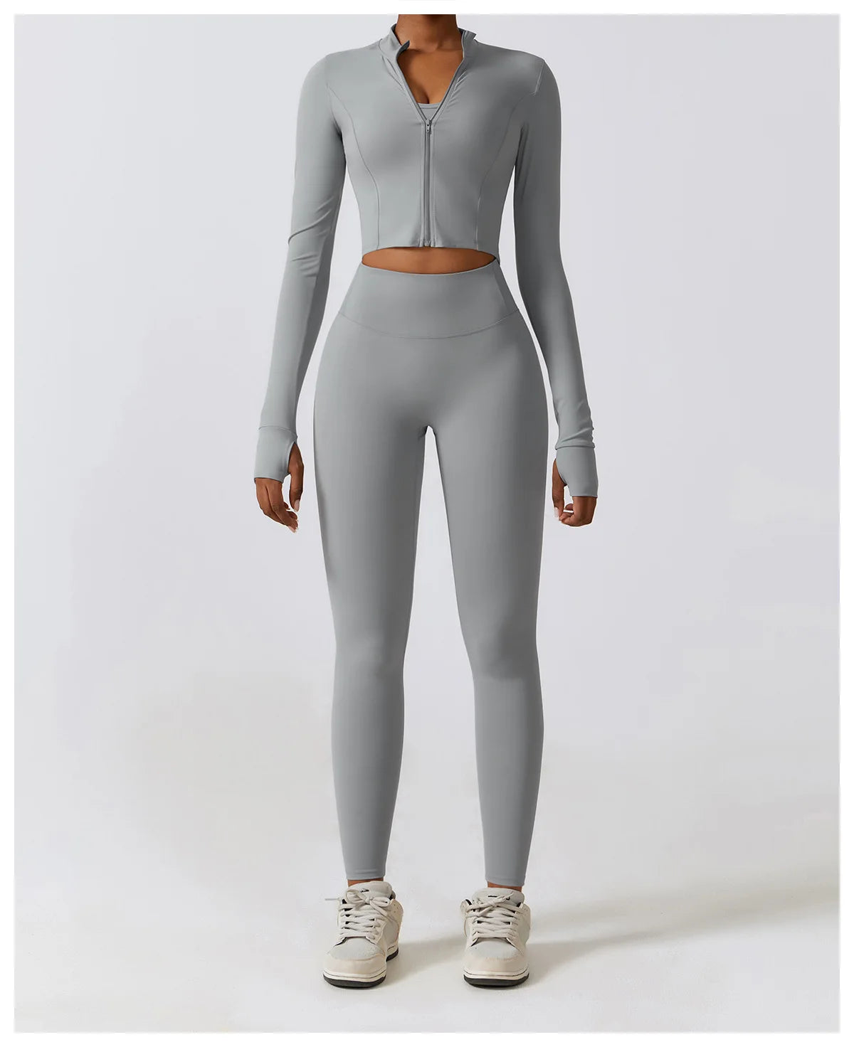 Women Outdoor Sports Long Sleeved Slim Yoga Clothes Quick Dry Zipper Cardigan Stand Up Collar Jacket Running Fitness Jacket Top