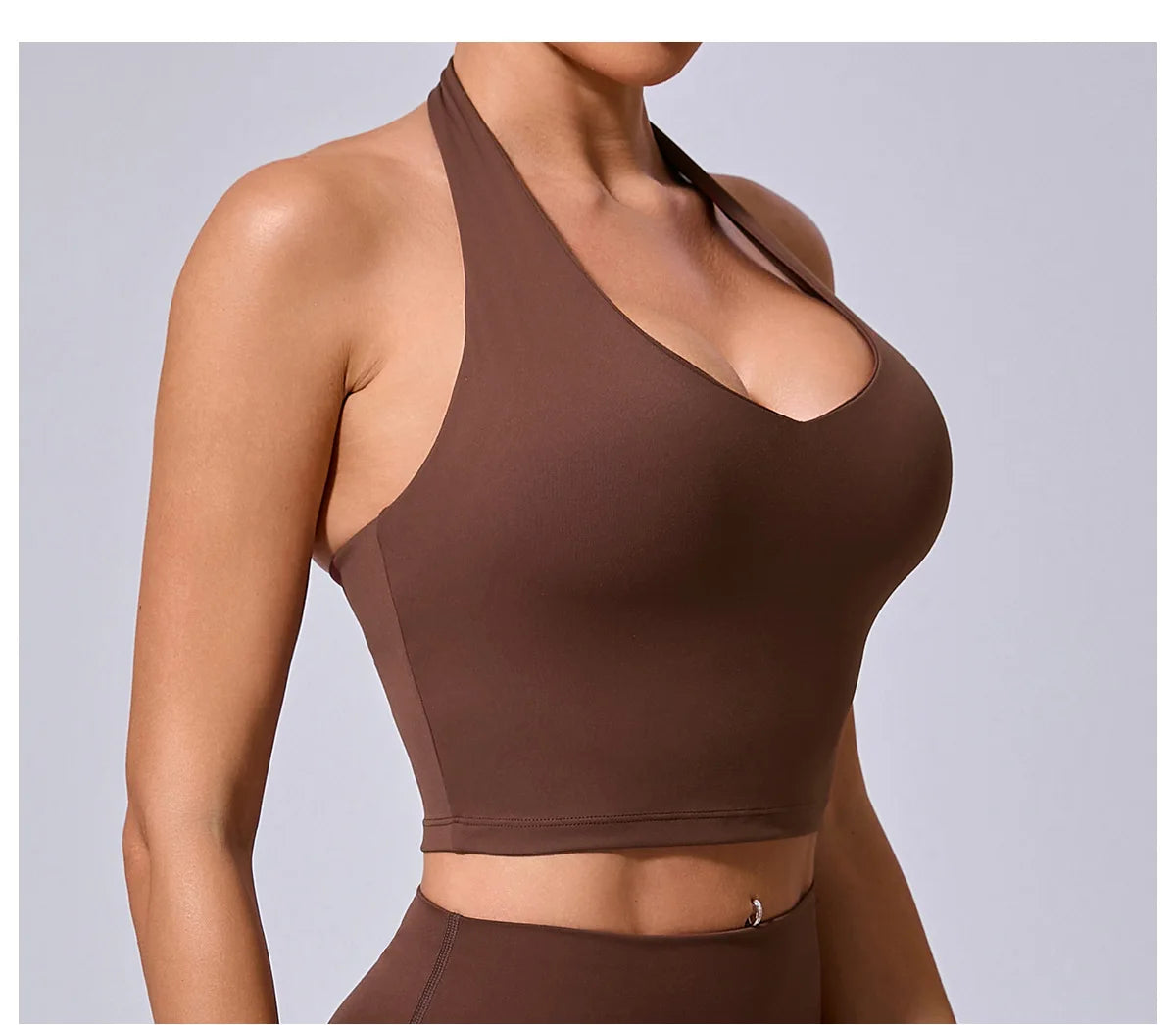 Women Hanging Neck Yoga Sports Bra Breathable Shock Proof Gym Workout Fitness Push Up Top Yoga Running Sportswear Vest Bra
