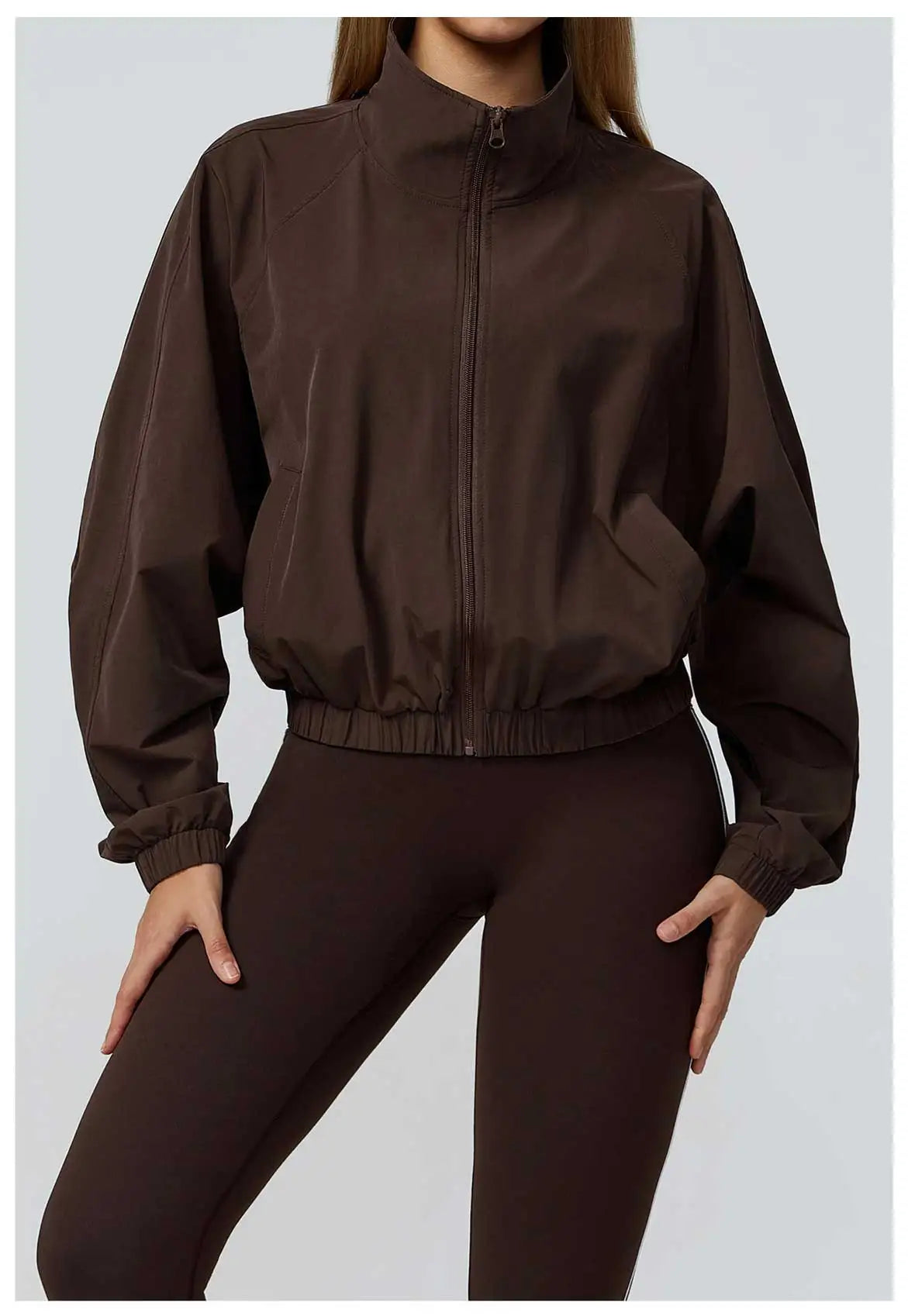 New Quick Drying Stand Up Collar Sports Jacket Women's Zipper Top Windproof Outdoor Running Fitness Long Sleeved Yoga Jacket