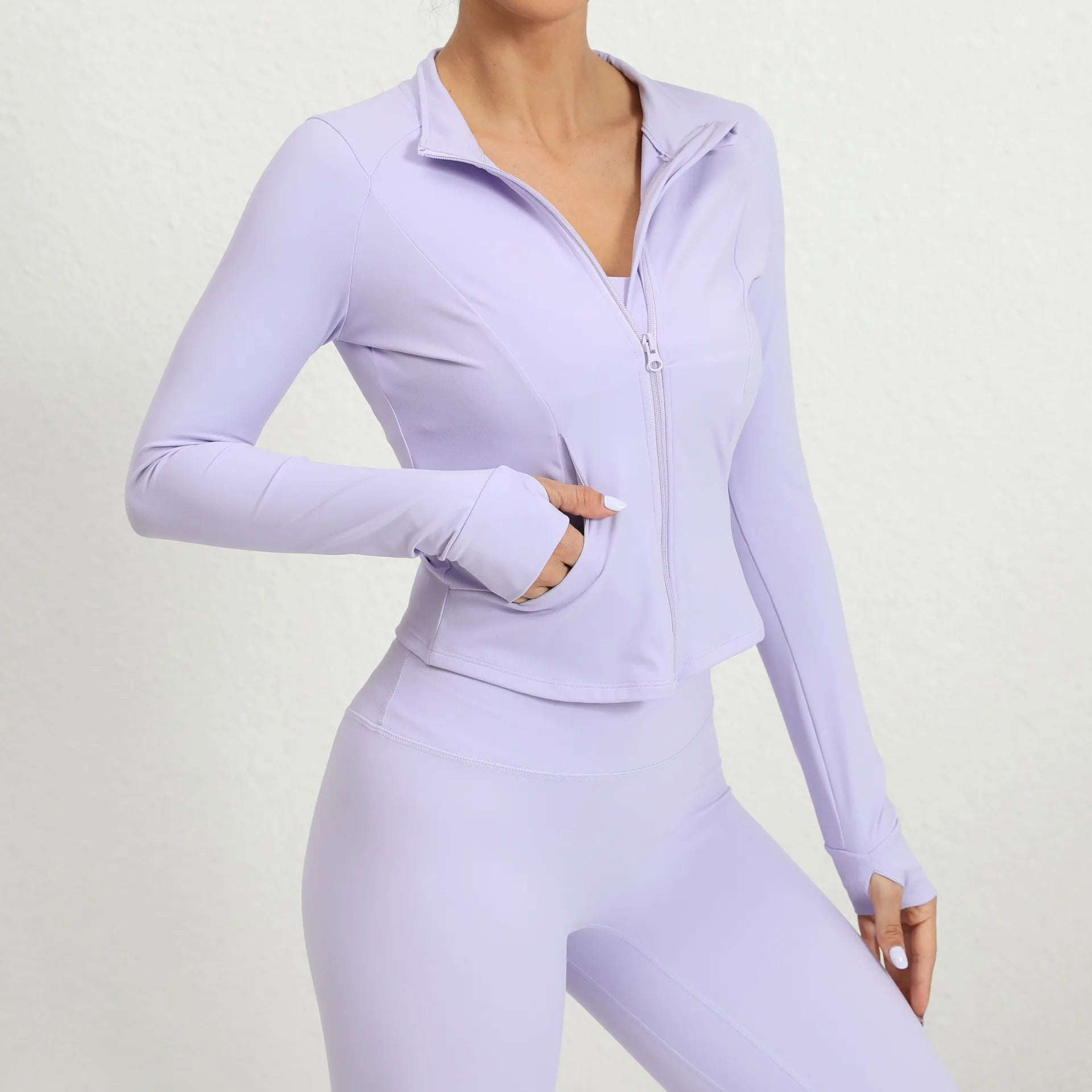 Women Jacket Slim Fit Long Sleeved Zipper Fitness Coat Yoga Crop Tops With Thumb Holes Gym Jacket Workout Tracksuit Sweatshirts