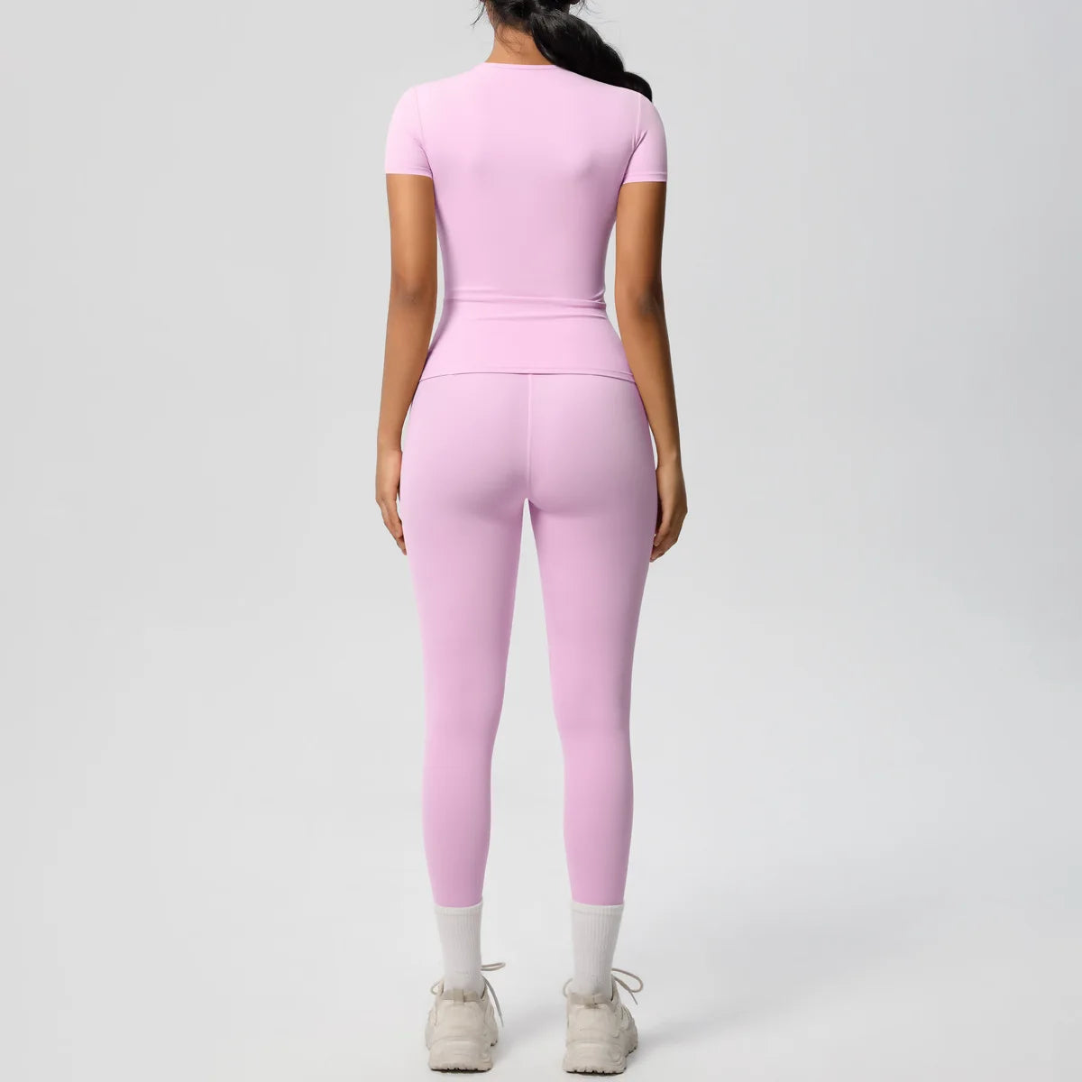 2PCS Yoga Set Women's Tracksuit Quick-Drying Gym Leggings Set Short Sleeve Breathable Gym Yoga Slim Fitness Active Top