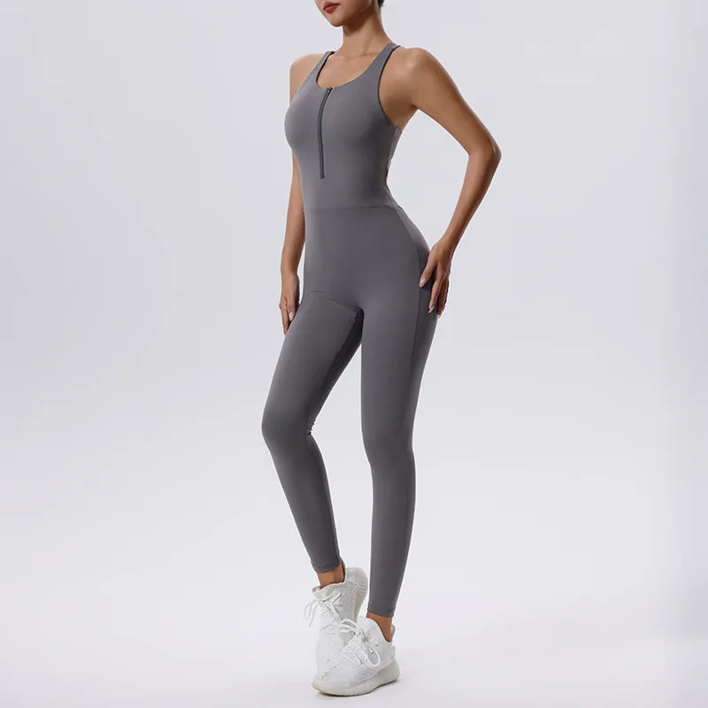 Zipper Yoga Set Women's Tracksuit Yoga Jumpsuits One Piece Workout Bodysuits Rompers Sportswear Gym Set Workout Clothes Women