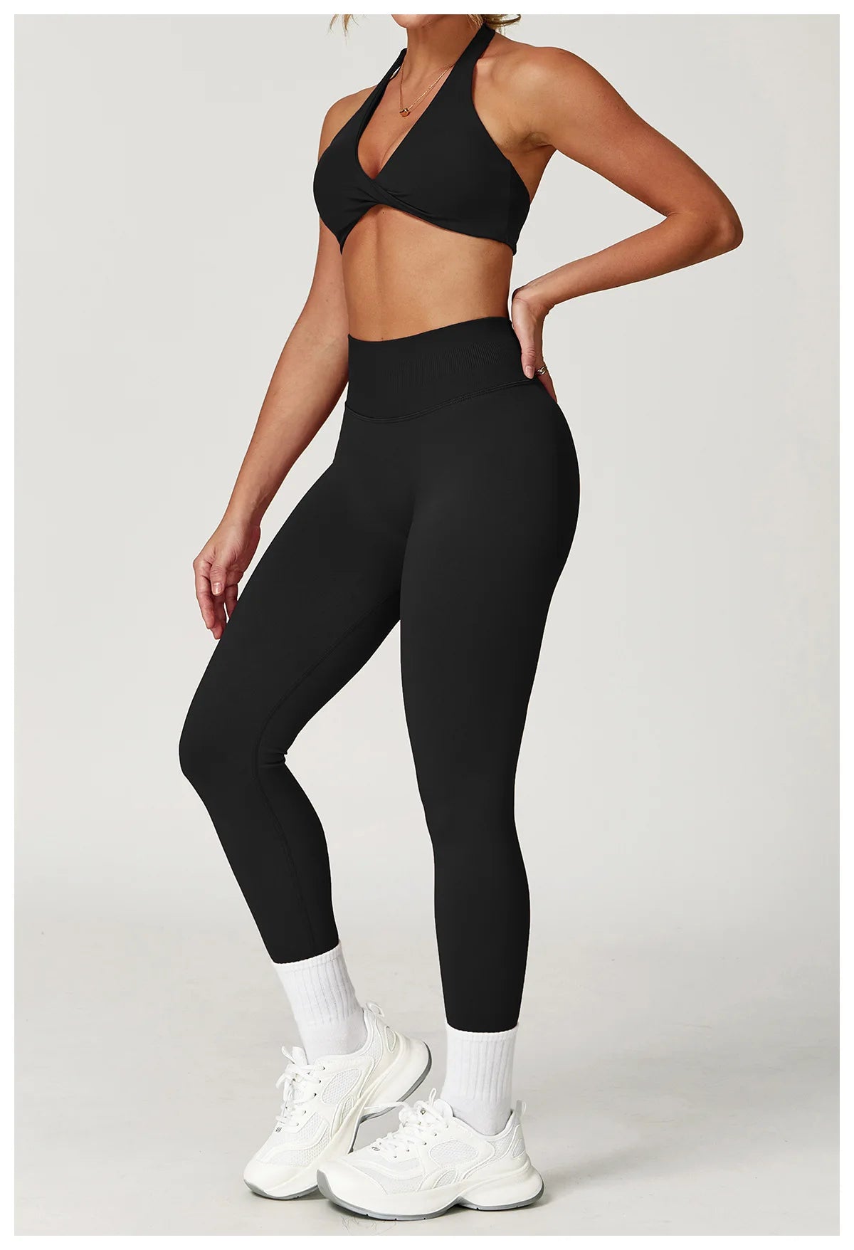 2PCS Yoga Suit Sports Set Women Gym Set Women Tracksuit Running Workout Long Sleeve Sports Shirt Yoga Clothing Seamless Leggings