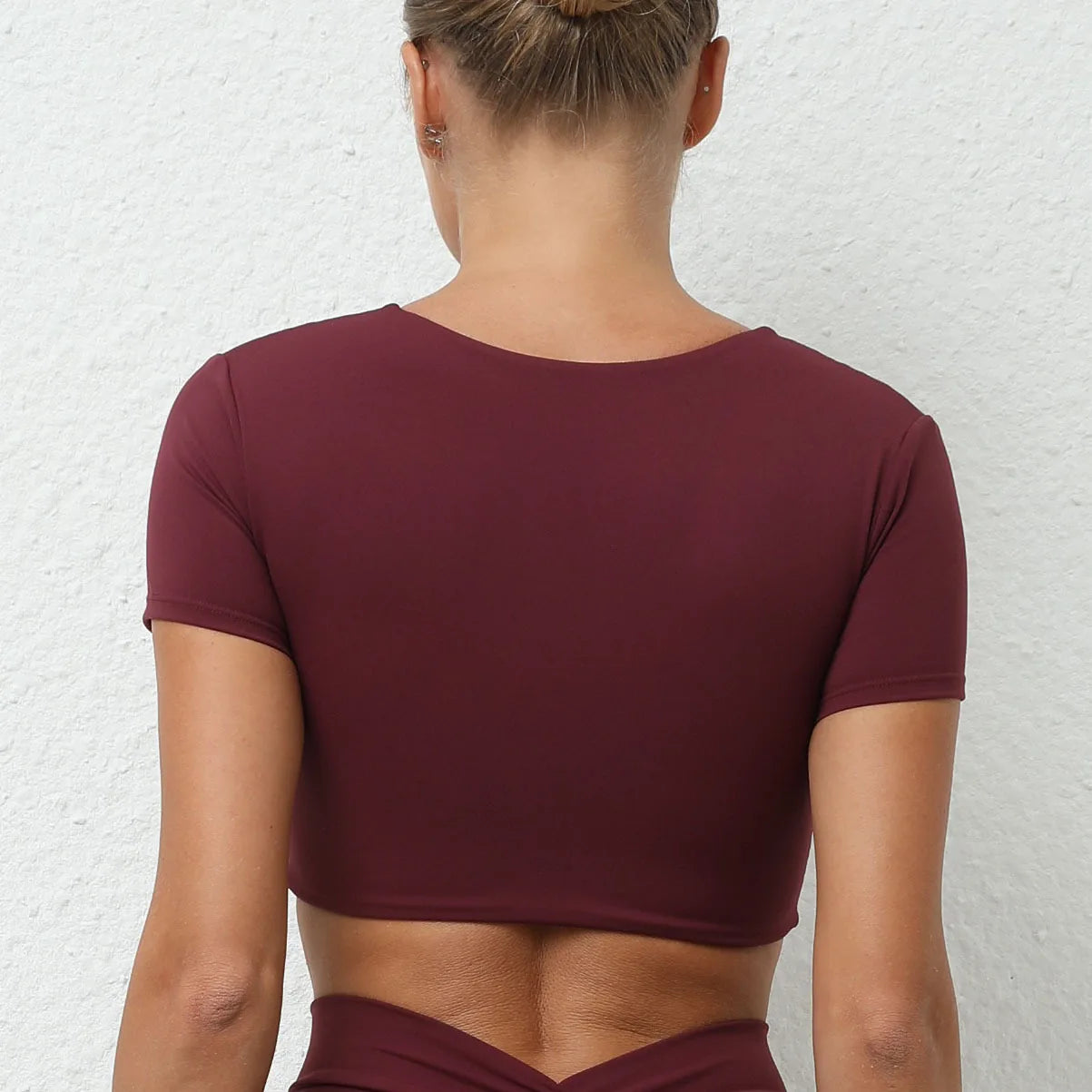 Sexy V Neck Crop Top Women Short Sleeve Yoga Shirt Naked Feeling Fitness Workout Tops Gym Clothes Sportswear Running T-shirts