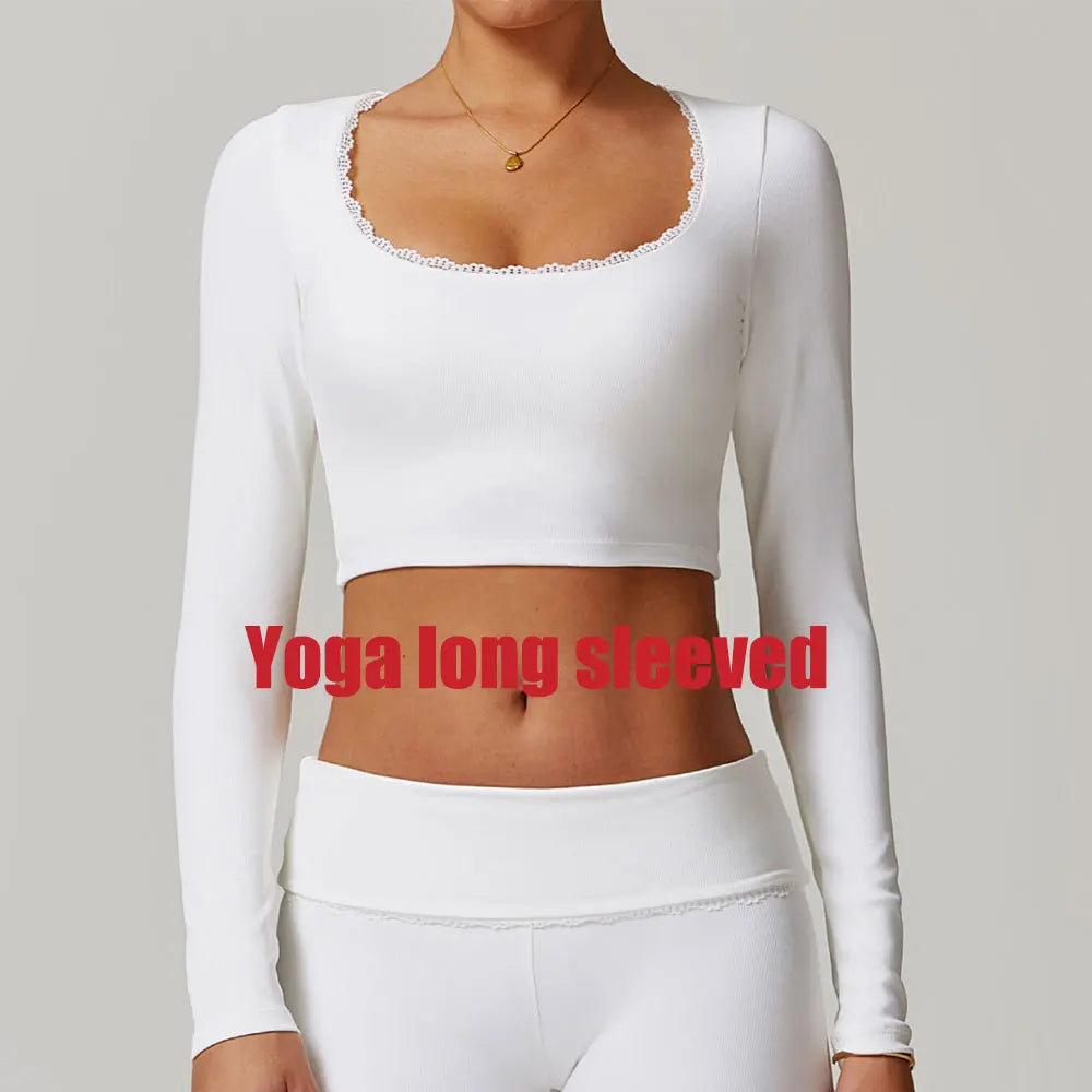 Ribbed Yoga Shirts For Women Long Sleeve Fitness Running Gym Clothes Push Up Workout Dry Fit Breathable High Elastic Sports Top