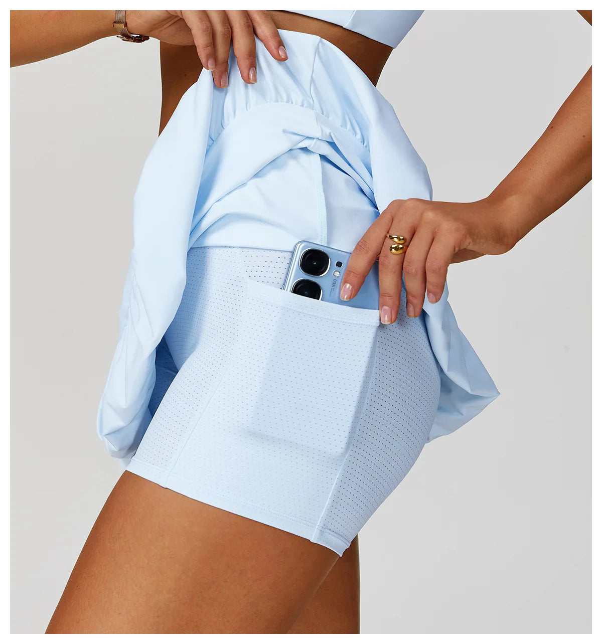 High Waisted Tennis Mini Skirt Women's Tennis Yoga Golf Sports Belt Safety Pants Pocket Comfortable and Breathable Sports Skirt