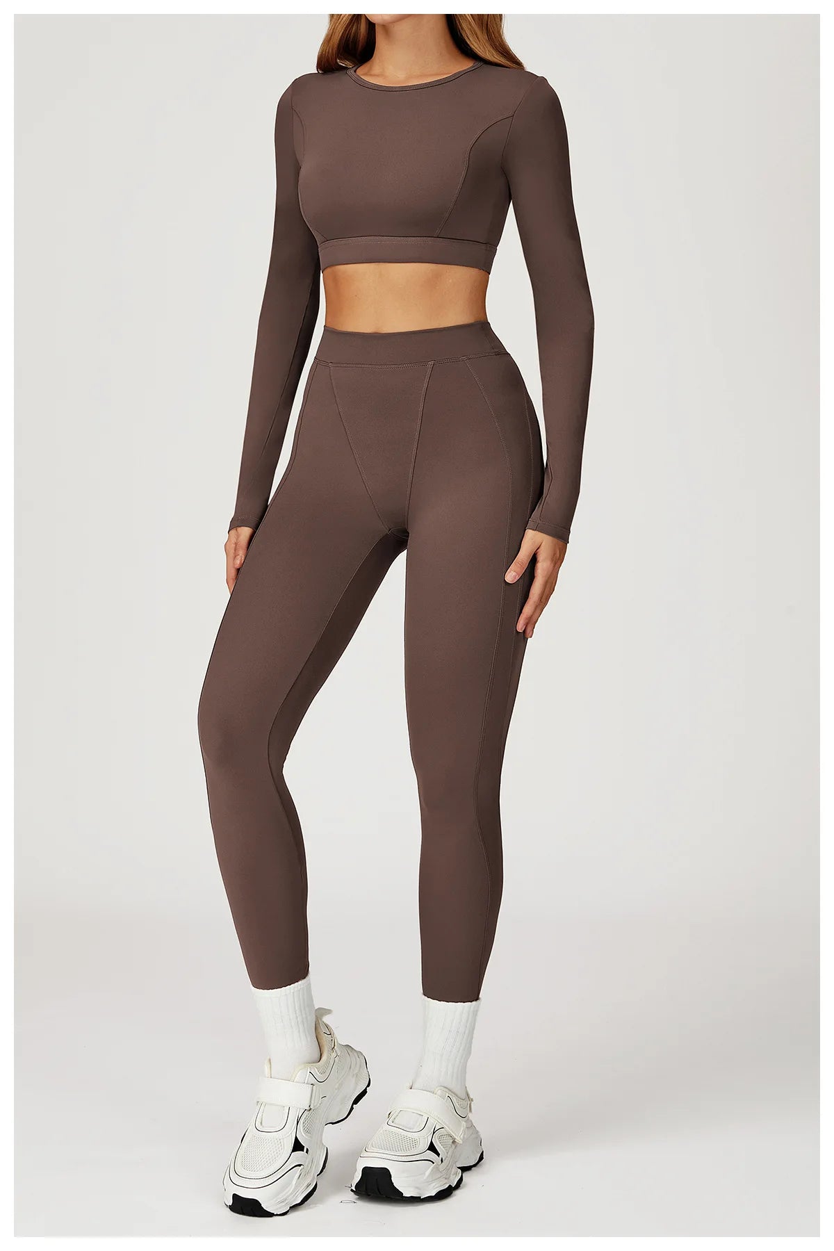 2PCS Yoga Set Gym Clothes Sportswear Yoga Suits For Women Outfits Fitness Set Tracksuits Sports Bra Gym Long Sleeved Leggings
